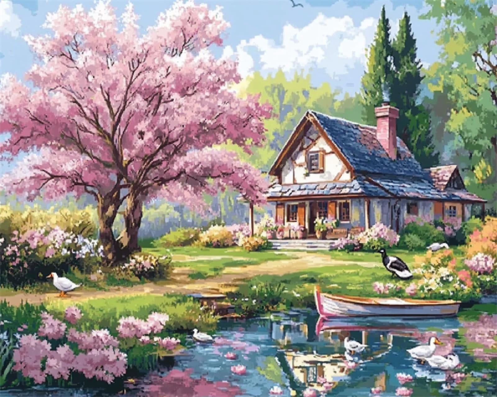 AxiangziK Diy-Teppich Knüpfstern Anime Ländliche Landschaft Knüpfteppich-Set Für Anfänger,Stickset,3D-Bastelsets,Dekoration 55x75cm