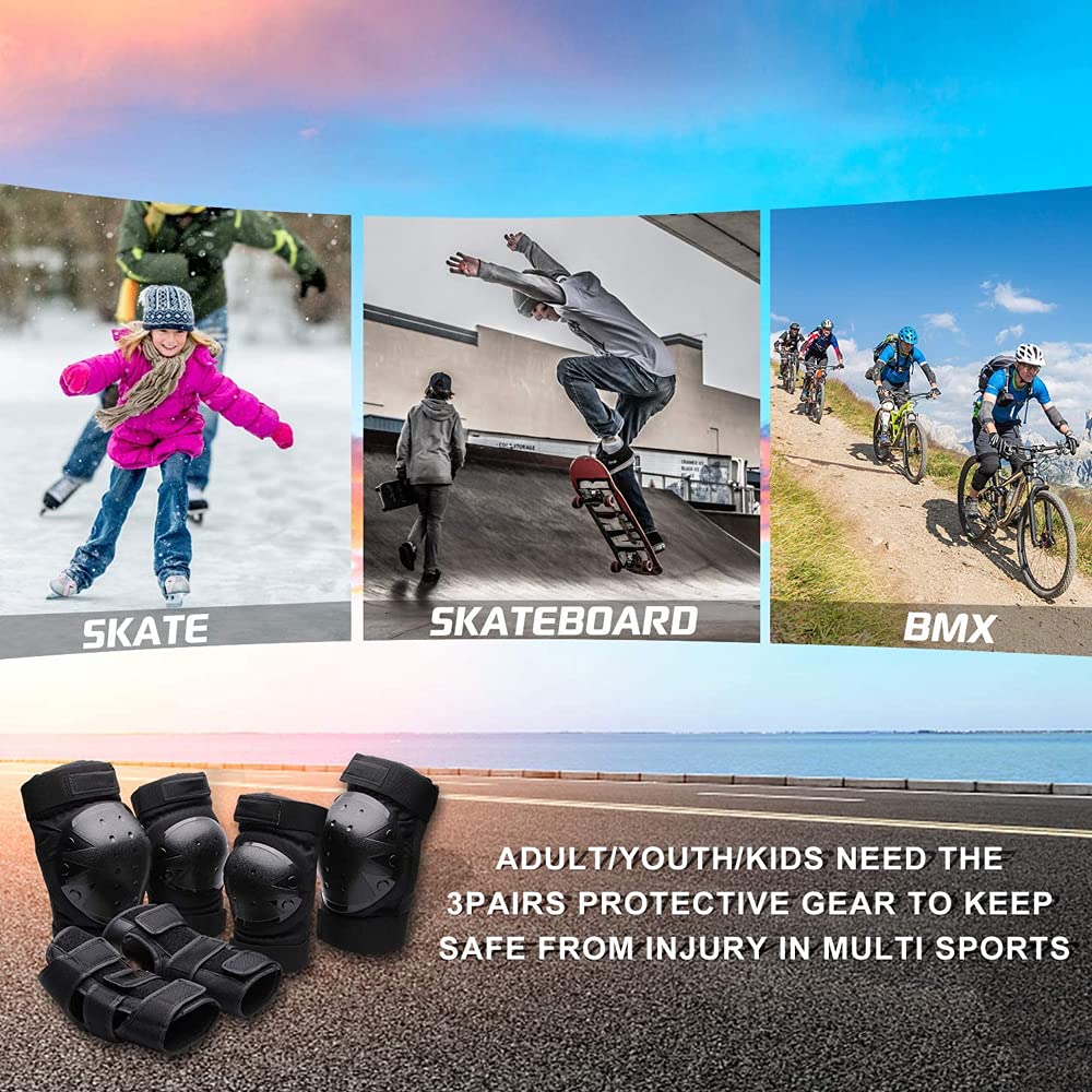 LoudSung Équipement de protection Genouillères, Coudières, Protège-poignets pour enfants, adolescents et adultes, Cyclisme, Skateboard Inline Skate Scooter