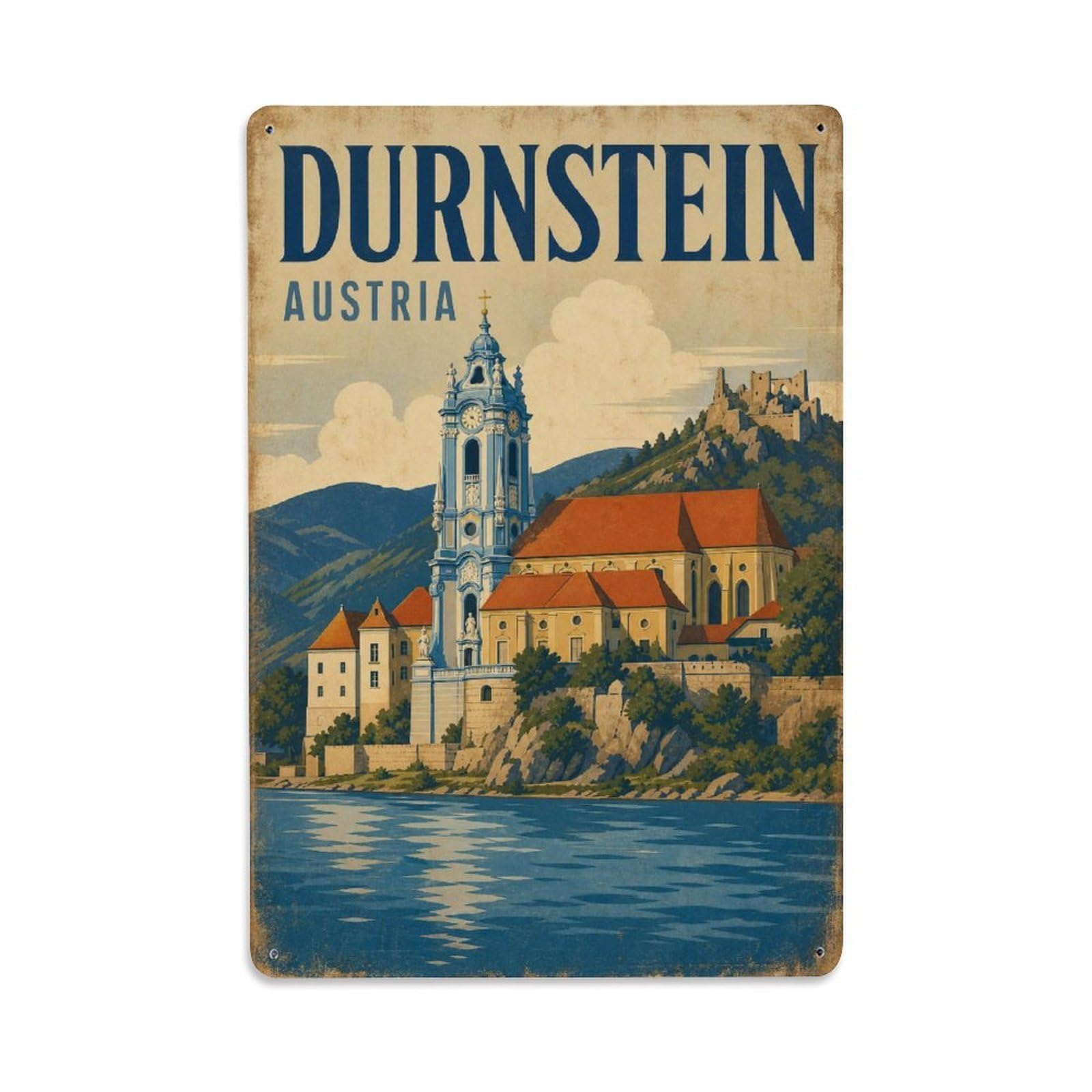 Travel Vintage Austria Durnstein Metal Tin Sign