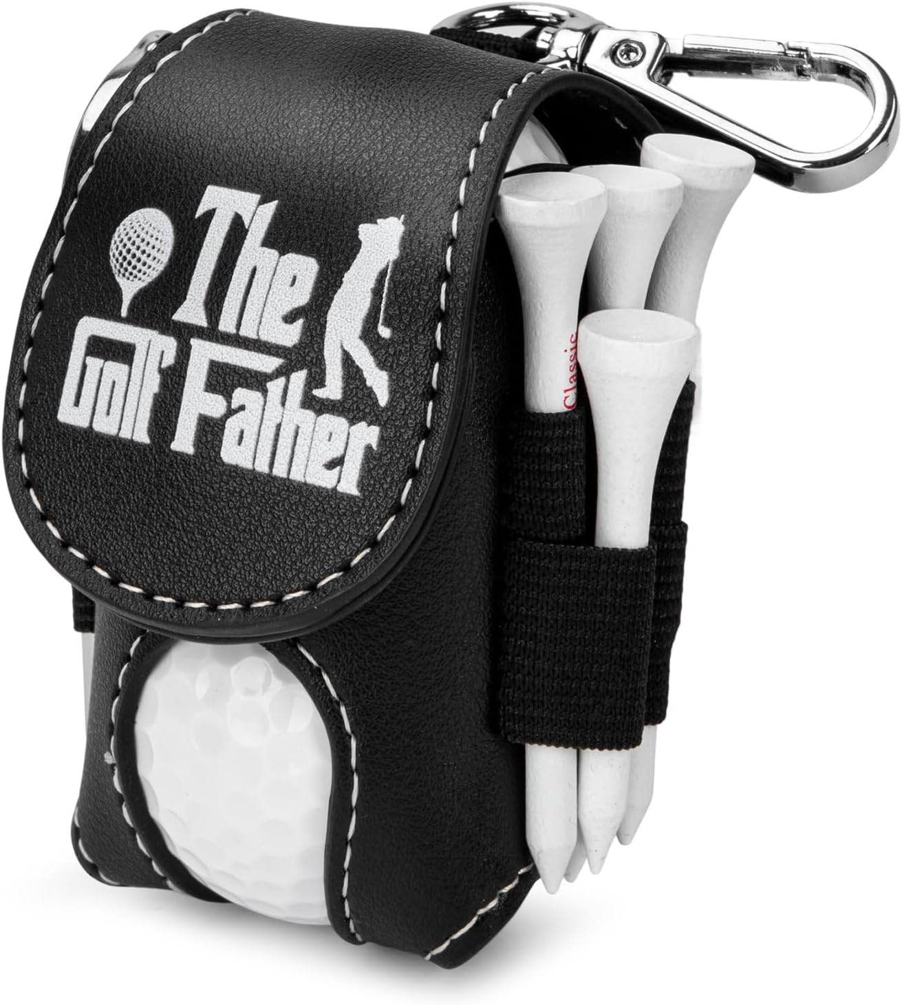 Golf Ball Bag Pouch with Golf Tee Holder Leather Golf Ball Pouch with Belt Clip Golf Ball Bag for Men and Women Storage Gift