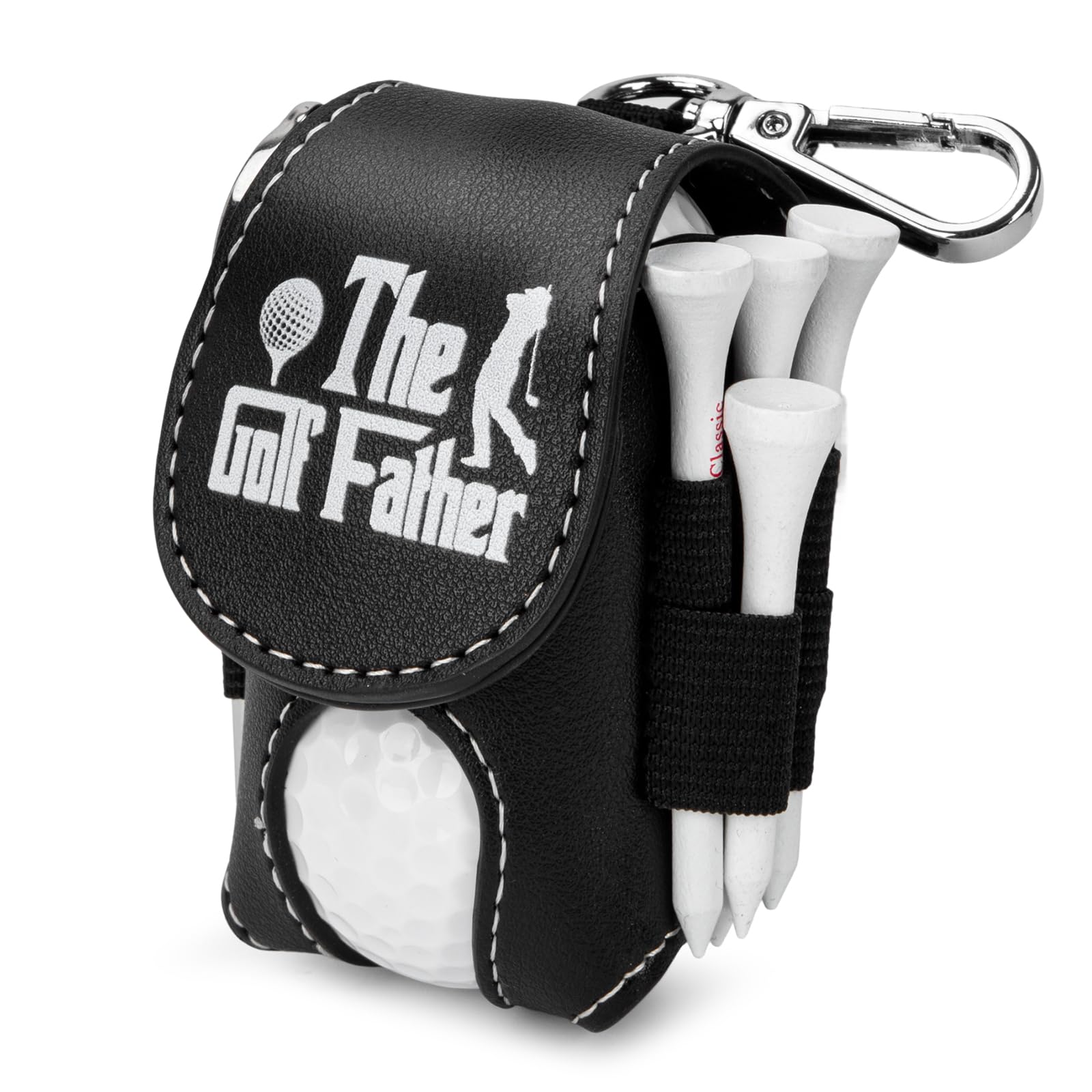 Golf Ball Bag Pouch with Golf Tee Holder Leather Golf Ball Pouch with Belt Clip Golf Ball Bag for Men and Women Storage Gift
