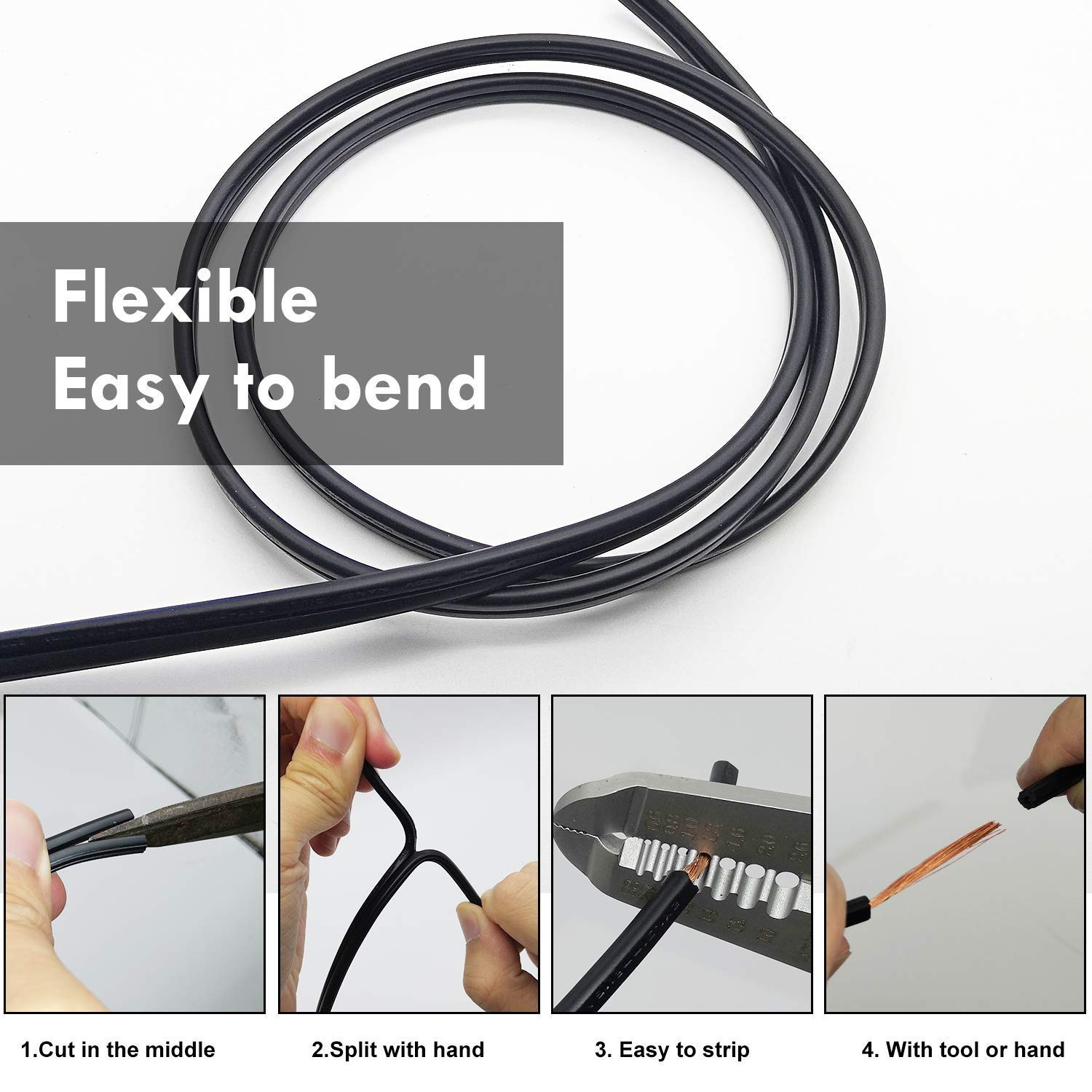 Prоmо 40% оƒƒ Low Voltage Landscape Lighting Cable 18/2 SPT-1 Bulk Lamp Cord?300-Volt 18-Gauge?100-feet Spool?Black,UL Listed?