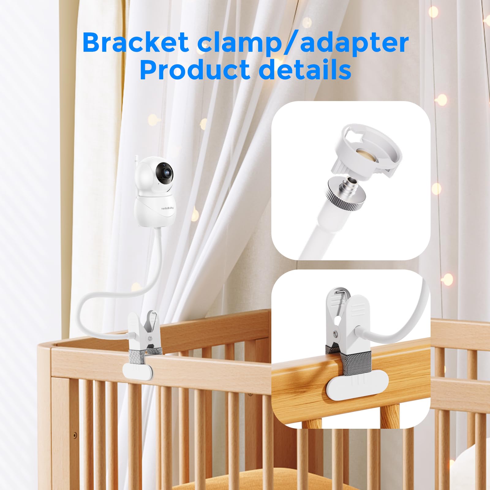 Soporte para monitor de bebé HelloBaby HB65/HB6339/HB66/HB6550/HB248/HB6550 Pro/HB6558/HB40, soporte flexible para cámara de bebé para monitor de bebé, compatible con la mayoría de monitores — view 3