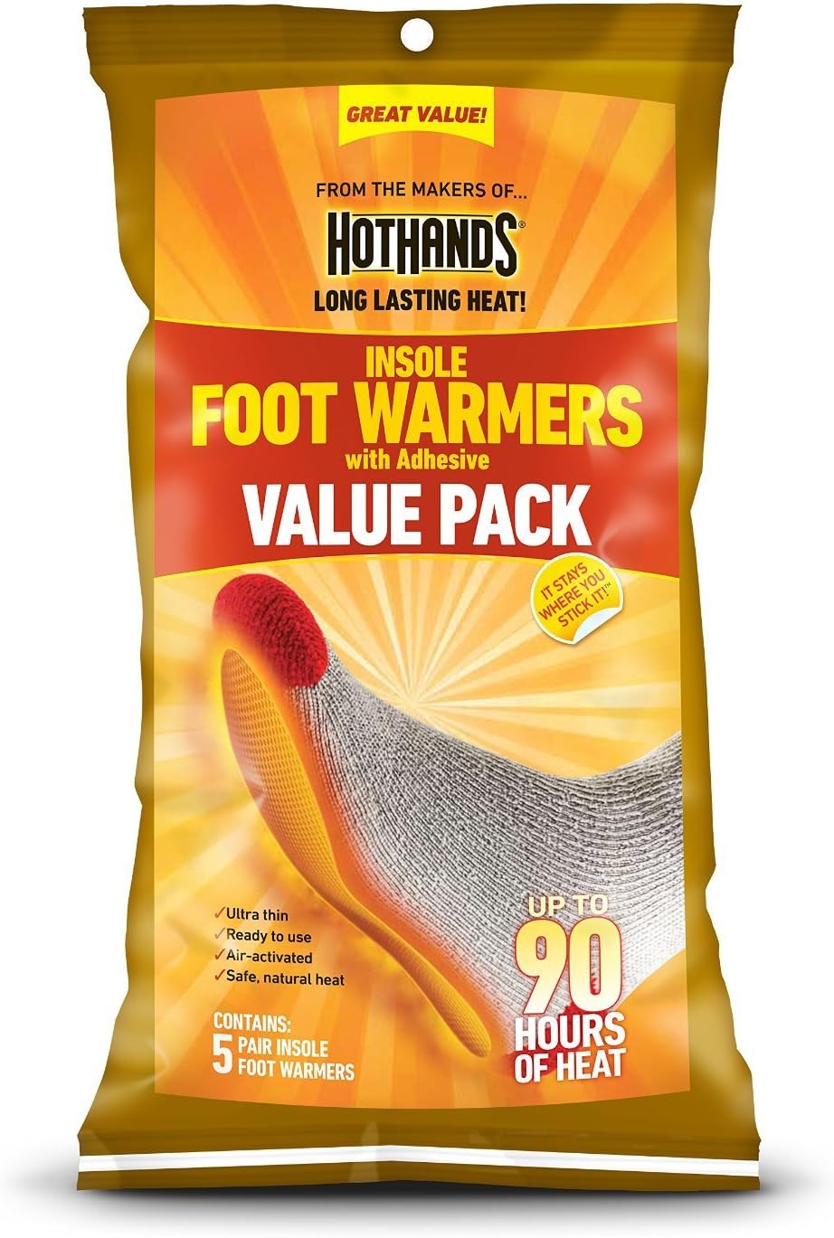 HeatMax Hothands Insole Foot Warmer Super Size Value Pack-10 pairs