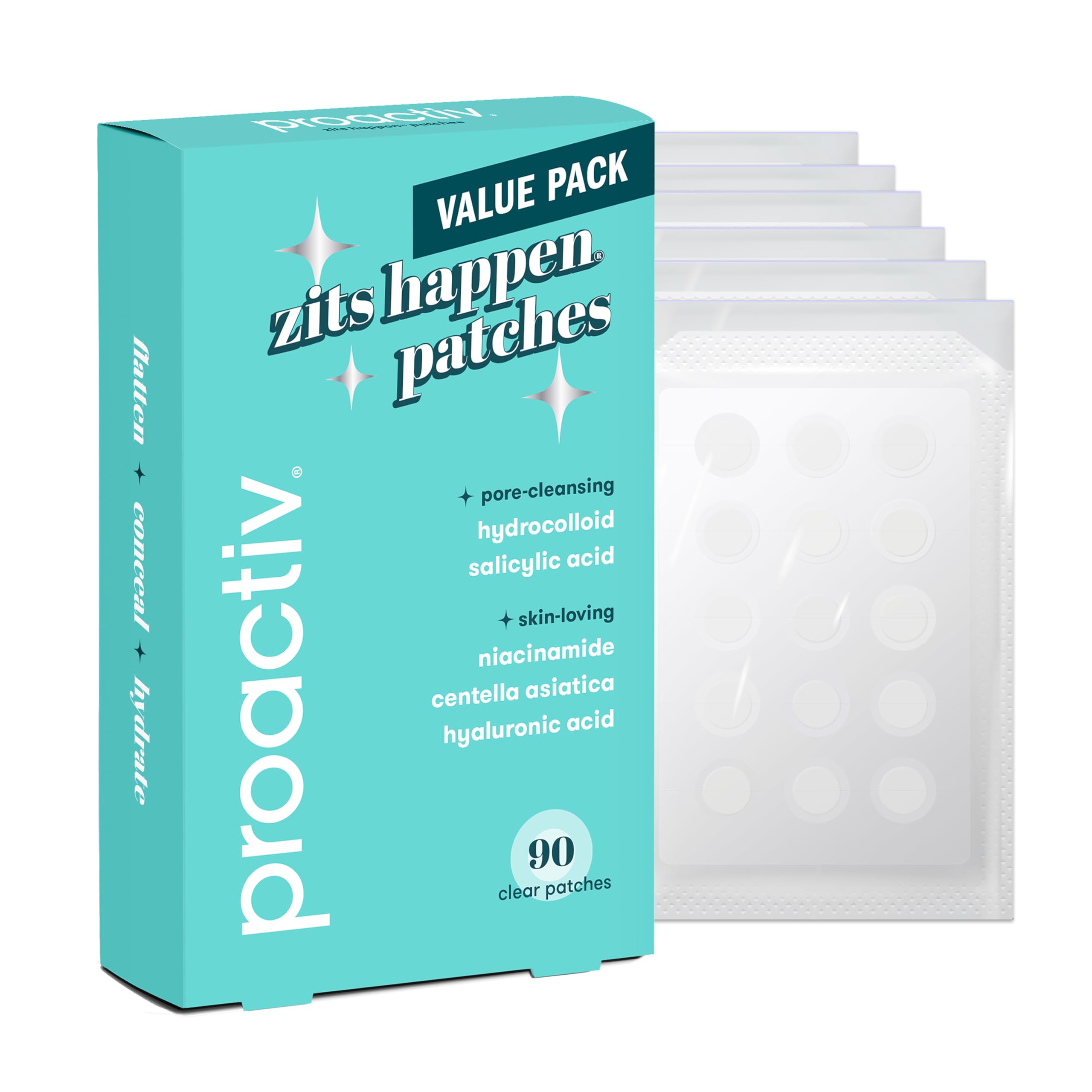 Proactiv Zits Happen Hydrocolloid Acne Patches Pimple Patches for Face and Back Acne with Pore Cleansing Salicylic Acid