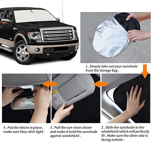 Miniatura 5 de Parasol para parabrisas mejorado para Ford F150 2009-2014, visera plegable para parabrisas que bloquea los rayos UV