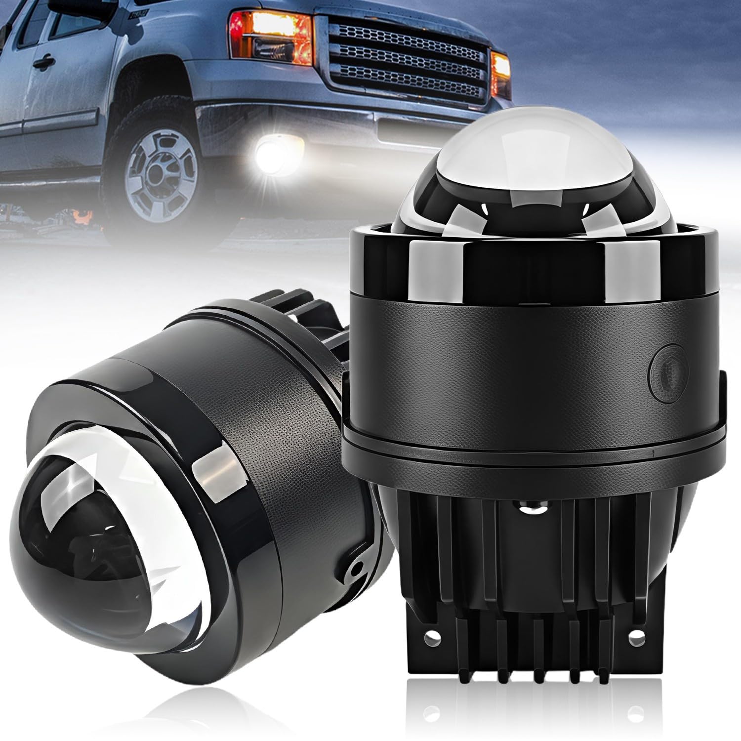 Carzex 3 Inch Fog Light Projector App Controlled Dual Laser Tri Color Projector Fog Light with Inbuilt LED High/Low Beam 12V (White/Yellow, 5500K)-image-12