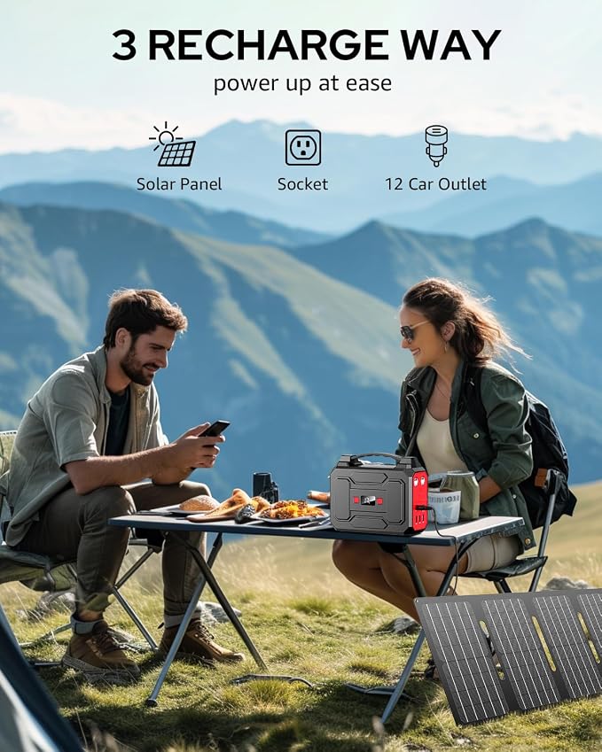 Generador portátil solar de 200 W pico / 100 W nominal, estación de energía con paneles solares de 40 W incluidos, banco de energía solar de 146 Wh con toma de corriente CA de 110 V para uso doméstico, acampada y aventuras al aire libre miniatura 5