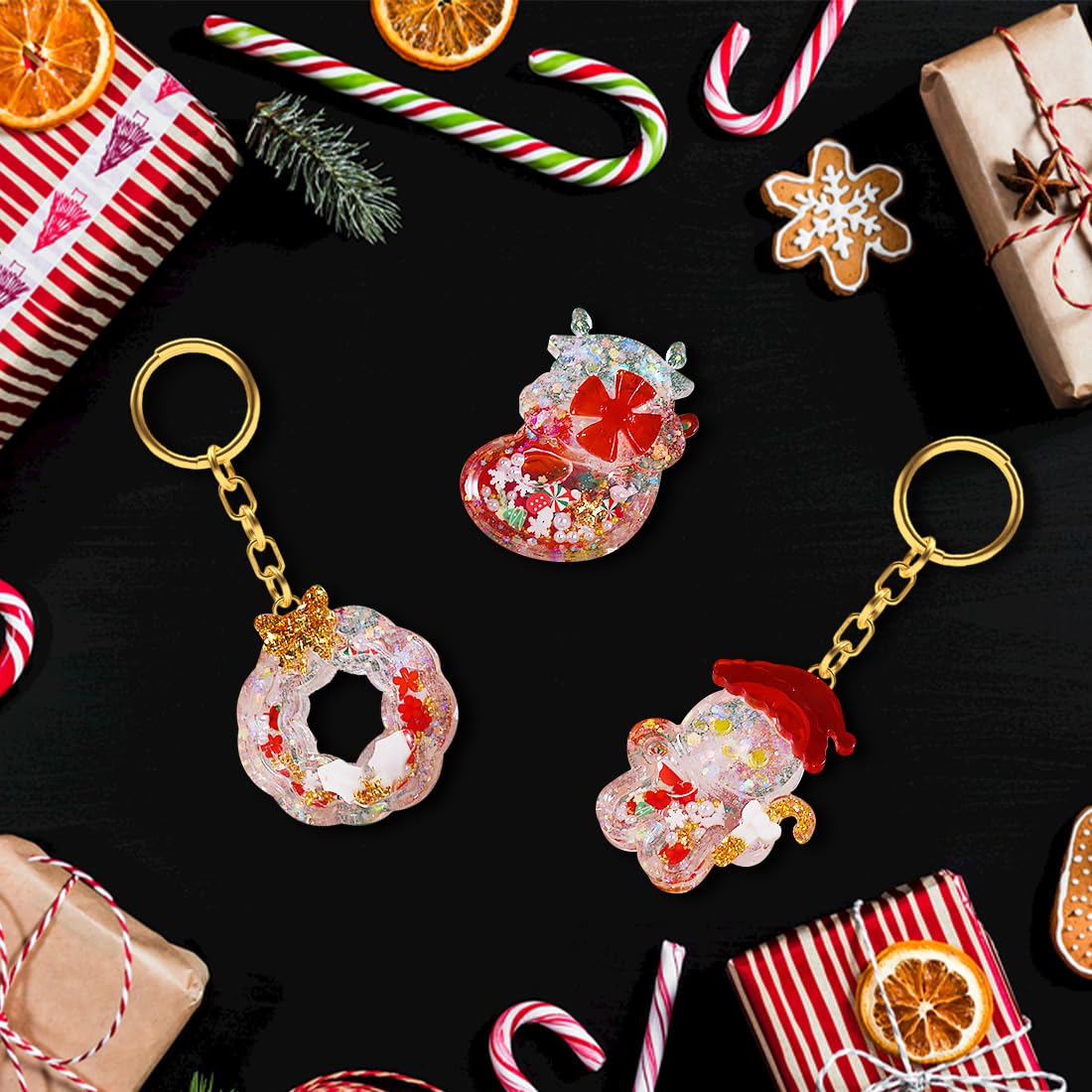 Aハンドメイド ジンジャーマンシェイカーキーホルダー クリスマス 
