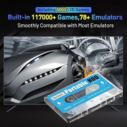 Miniatura 2 de Kinhank Disco duro externo HDD de 17.64 oz con sistema Batocera 33, consola de juegos retro con 111700 juegos, compatible con la mayoría de
