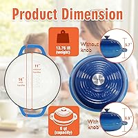 Vista 13 de Horno holandés de hierro fundido esmaltado con tapa, kit para hornear pan de 11 pulgadas, sartén esmaltada de 6 cuartos de galón, horno holandés