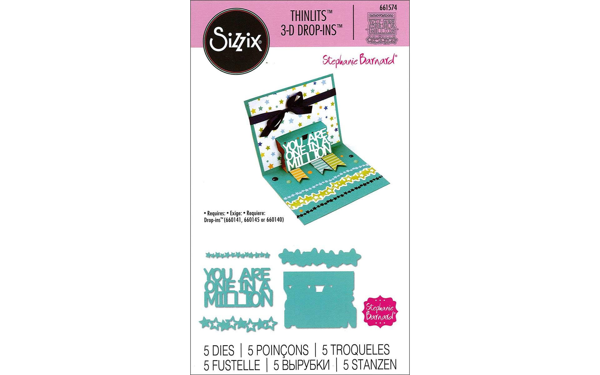 Sizzix Thinlits Dies 5/Pkg By Stephanie Barnard-One In A Million 3-D Drop-Ins
