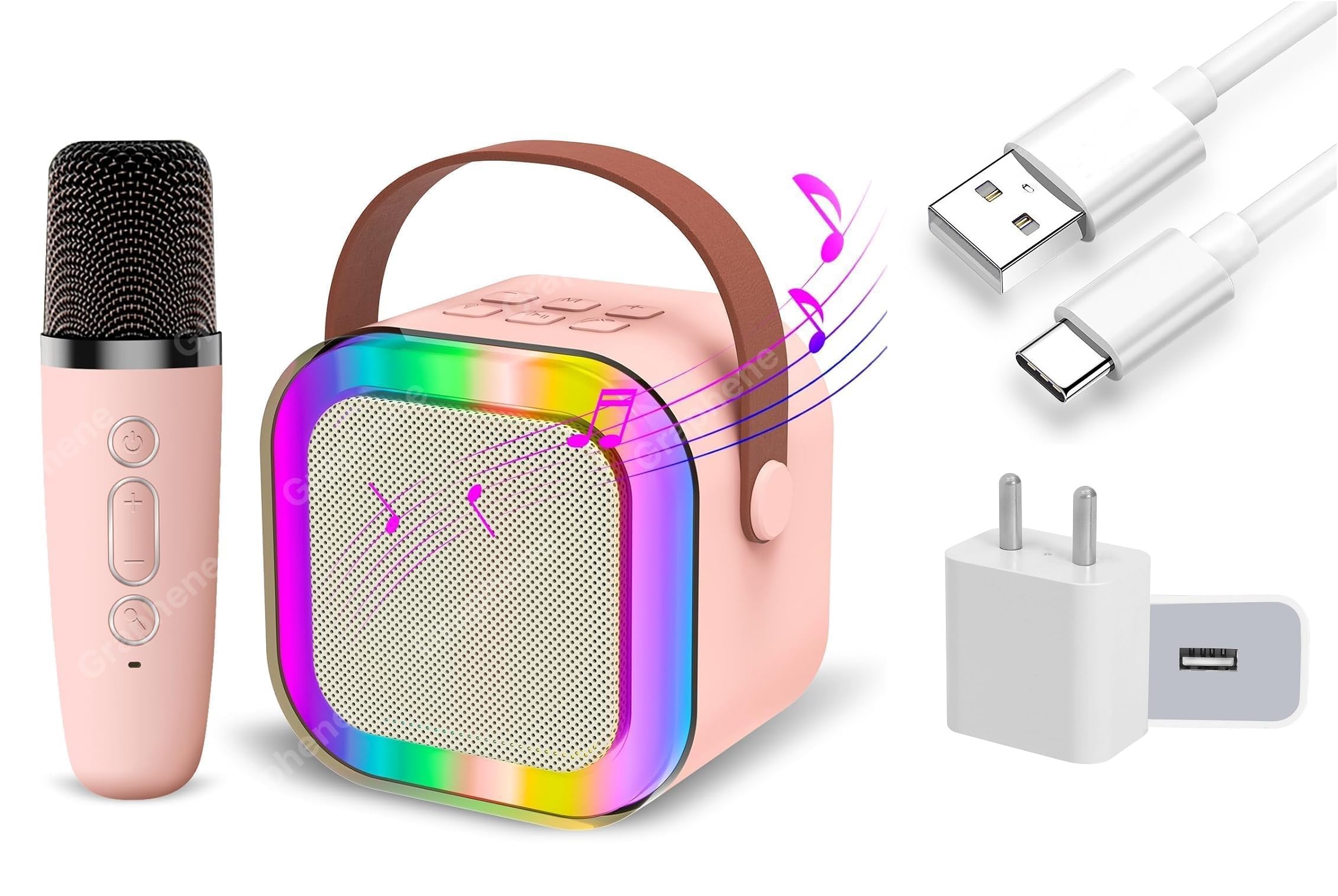 GRAPHENE Karaoke Machine for Kids and Adults, Mini Karaoke Machine with Wireless Microphone, Portable Bluetooth Speaker, Voice Changing Effects & Party LED Lights (B0DJ7QQTVV) Amazon Price History, Amazon Price Tracker