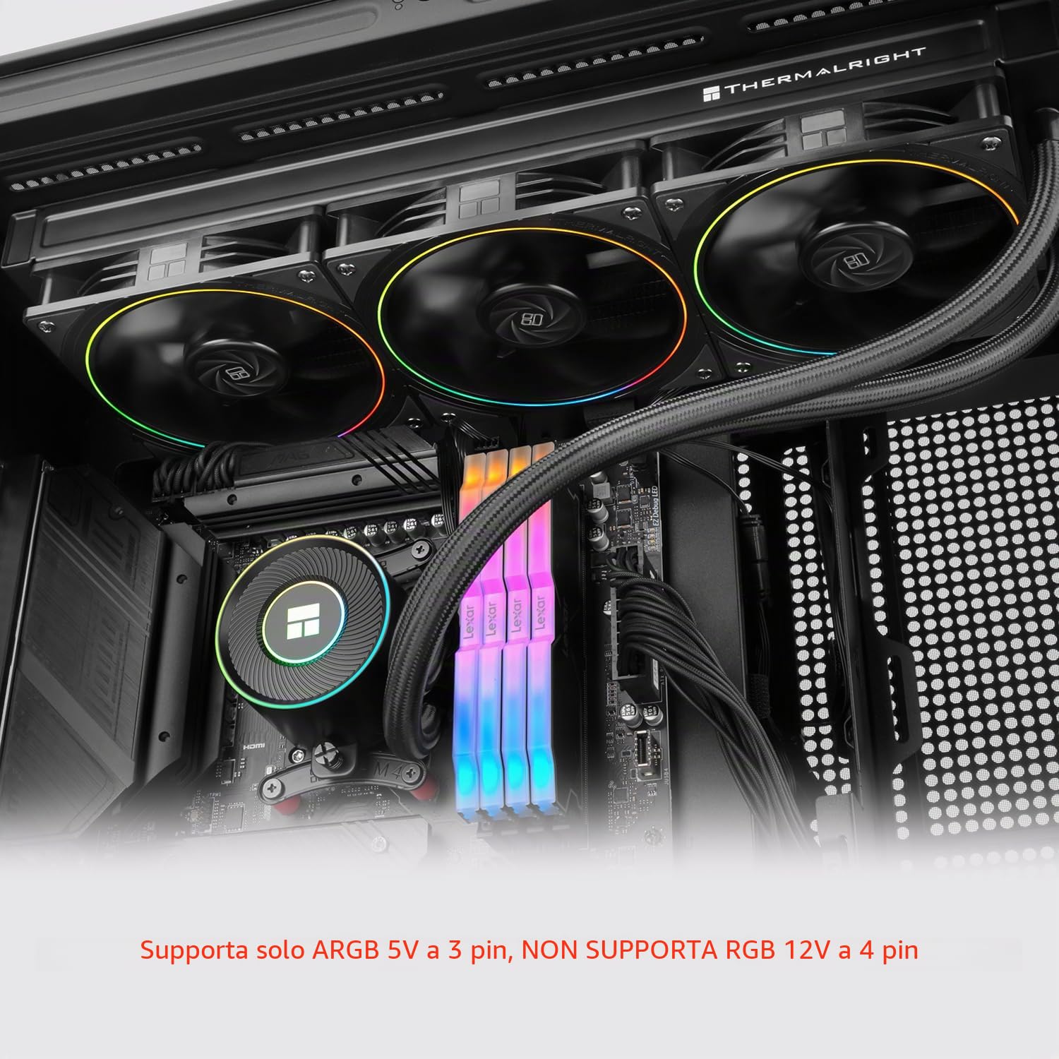 Thermalright Aqua Elite 360 V5 ARGB Black - Dissipatore di calore per CPU, 360 mm, 3 ventole TL-S12 PWM, per AM4/AM5, Intel LGA115X/1200/1700/1851, raffreddamento CPU AIO