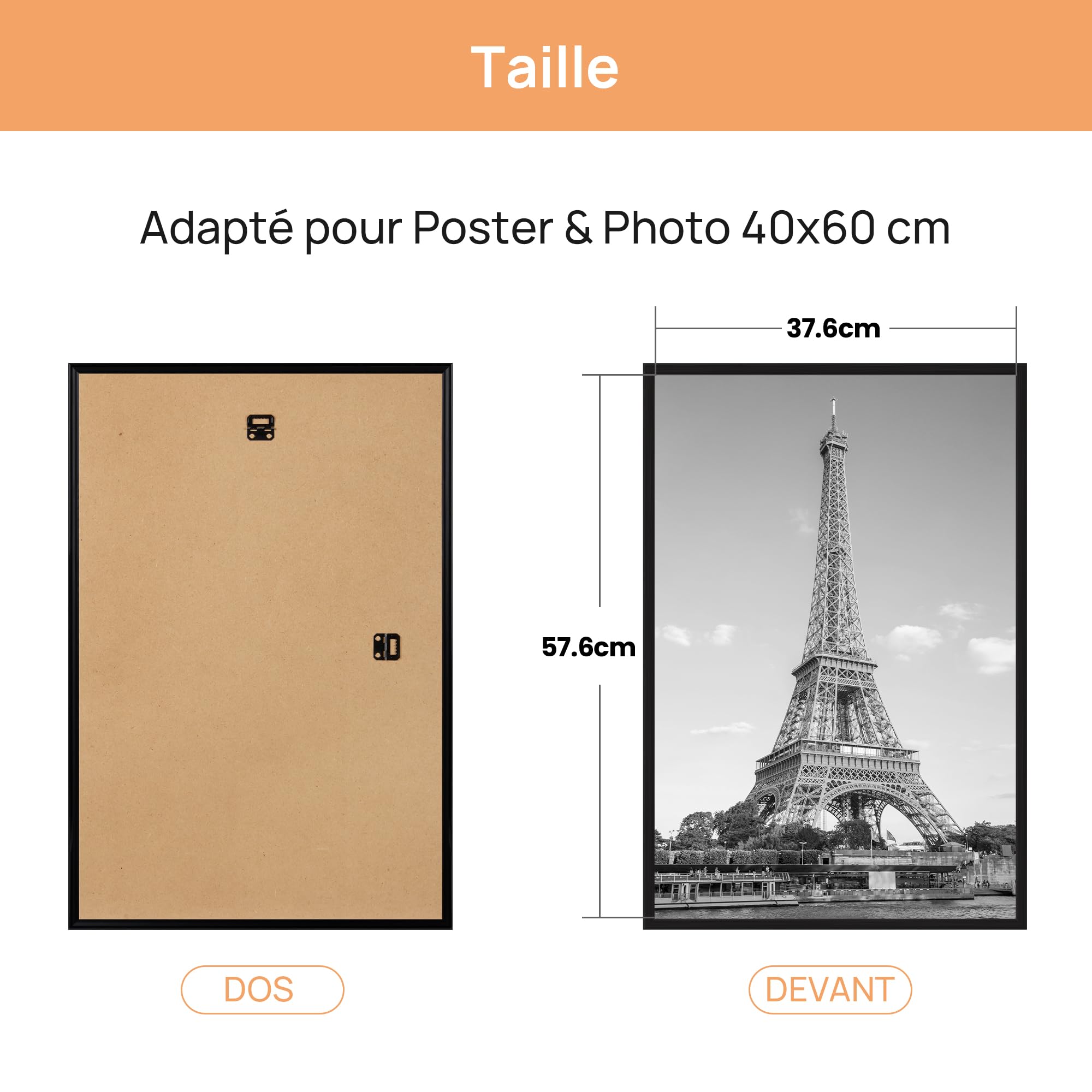 upsimples Lot de 3 Cadre 40 x 60 cm, Cadre Photo 40x60 Noir, pour Galerie de Photos, Bande D'insertion, Montage Mural Horizontal ou Vertical