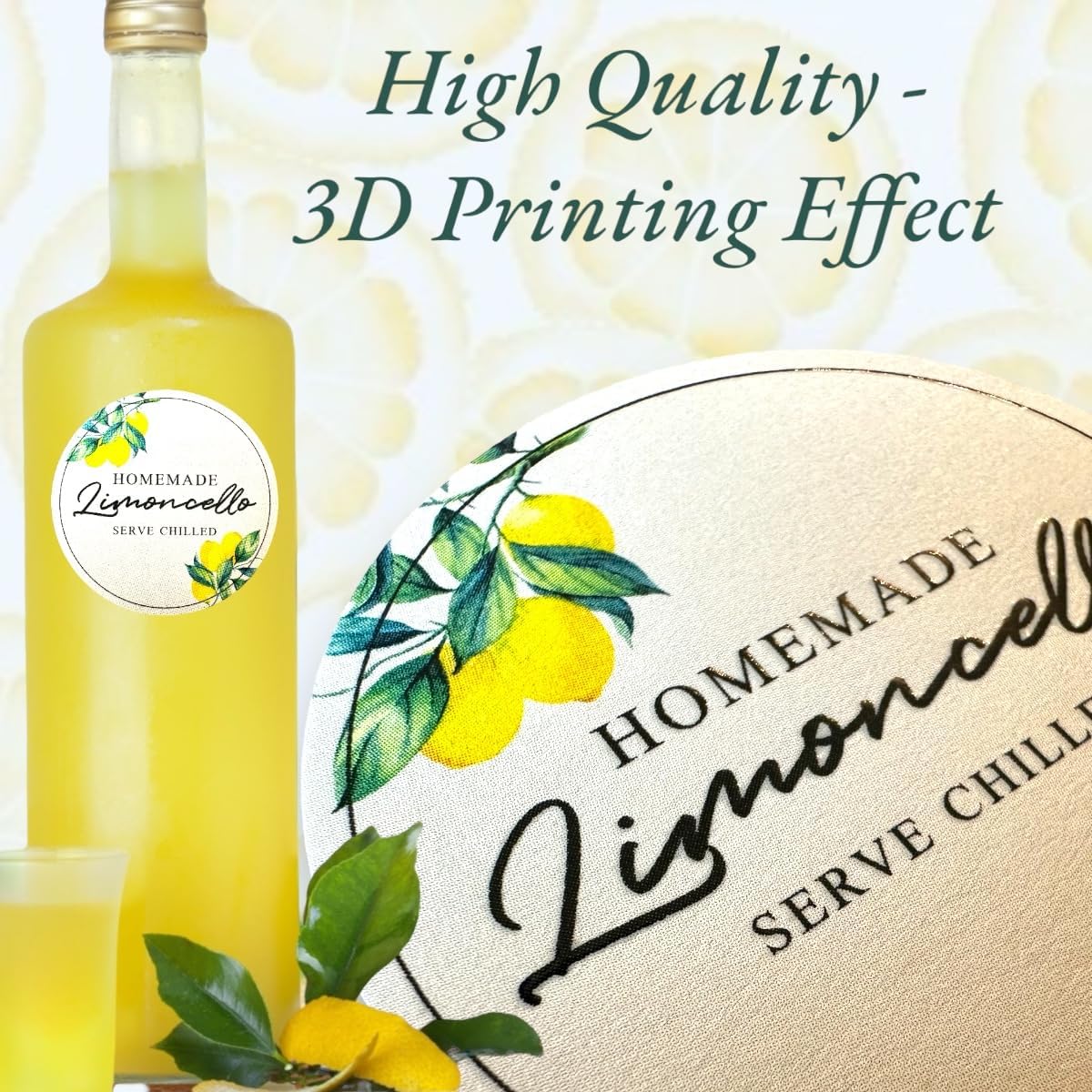 14PCS Homemade Limoncello Labels for Gift Bottles, 2" Round Stickers