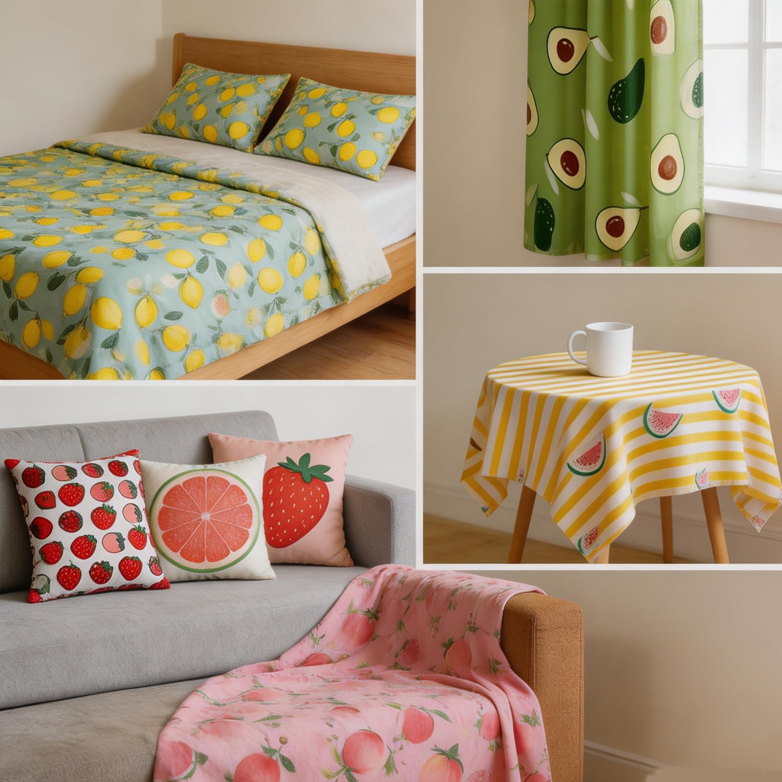 8 pezzi di tessuto di cotone, motivo frutta, patchwork, per cucito, #03