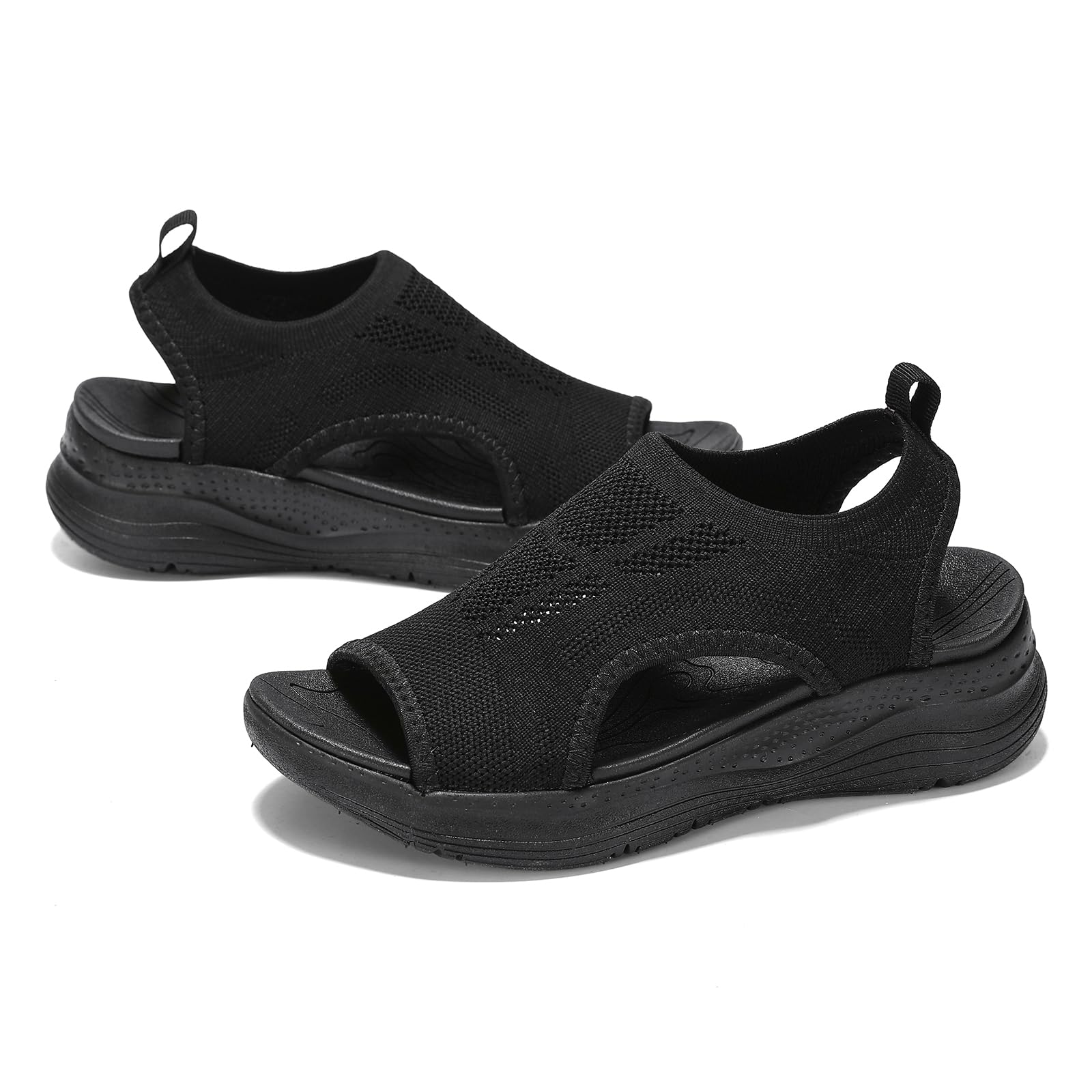 Womens Comfortable Orthopedic Sandals Arch Support Ladies Walking Sport Athletic Sandals Open Toe Slip On Plantar Fasciitis Platform Dress Sandal 2 Inches Heel