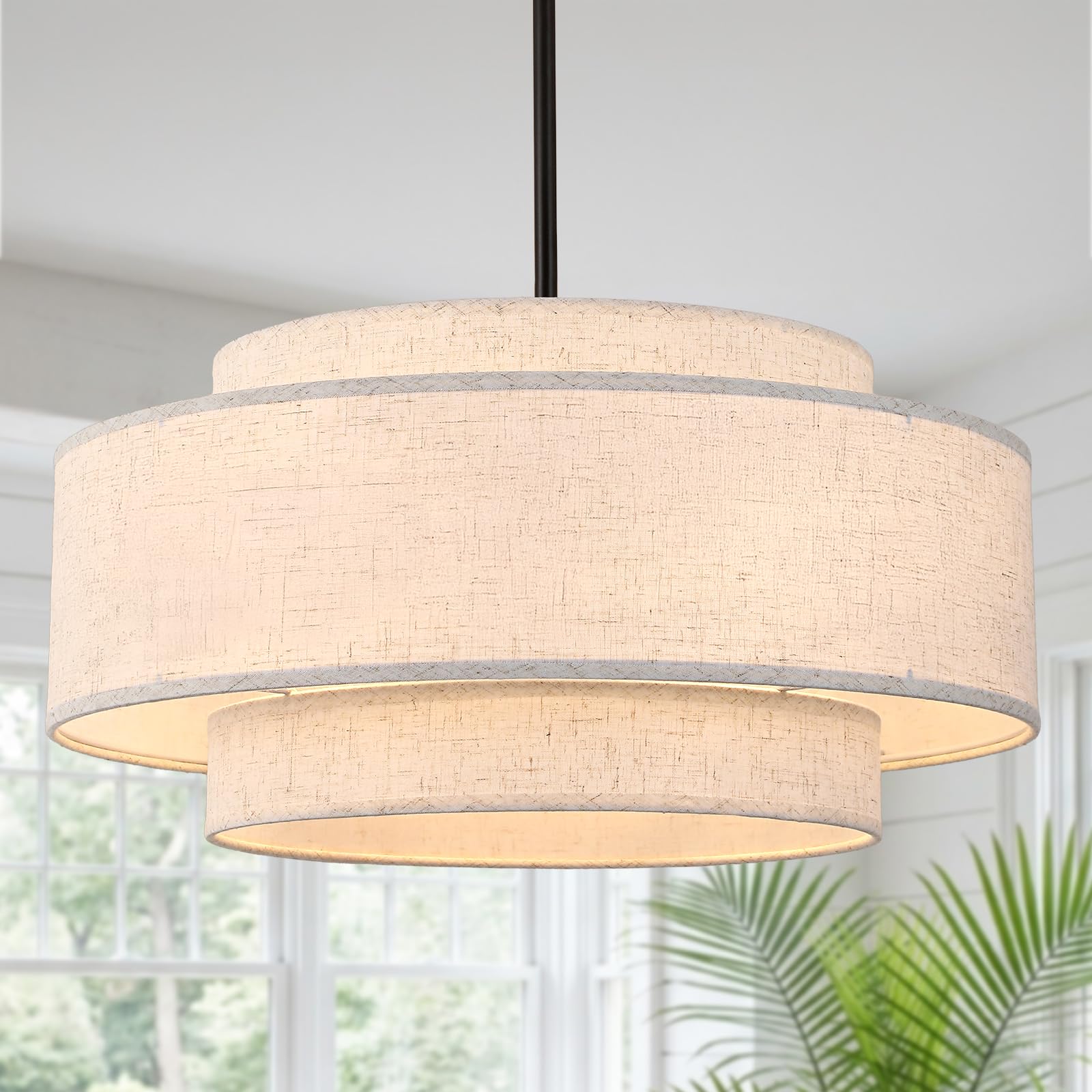 Photo 1 of MeiShiDeng 19.7" Modern Drum Chandelier, 4-Light Black Light Fixture