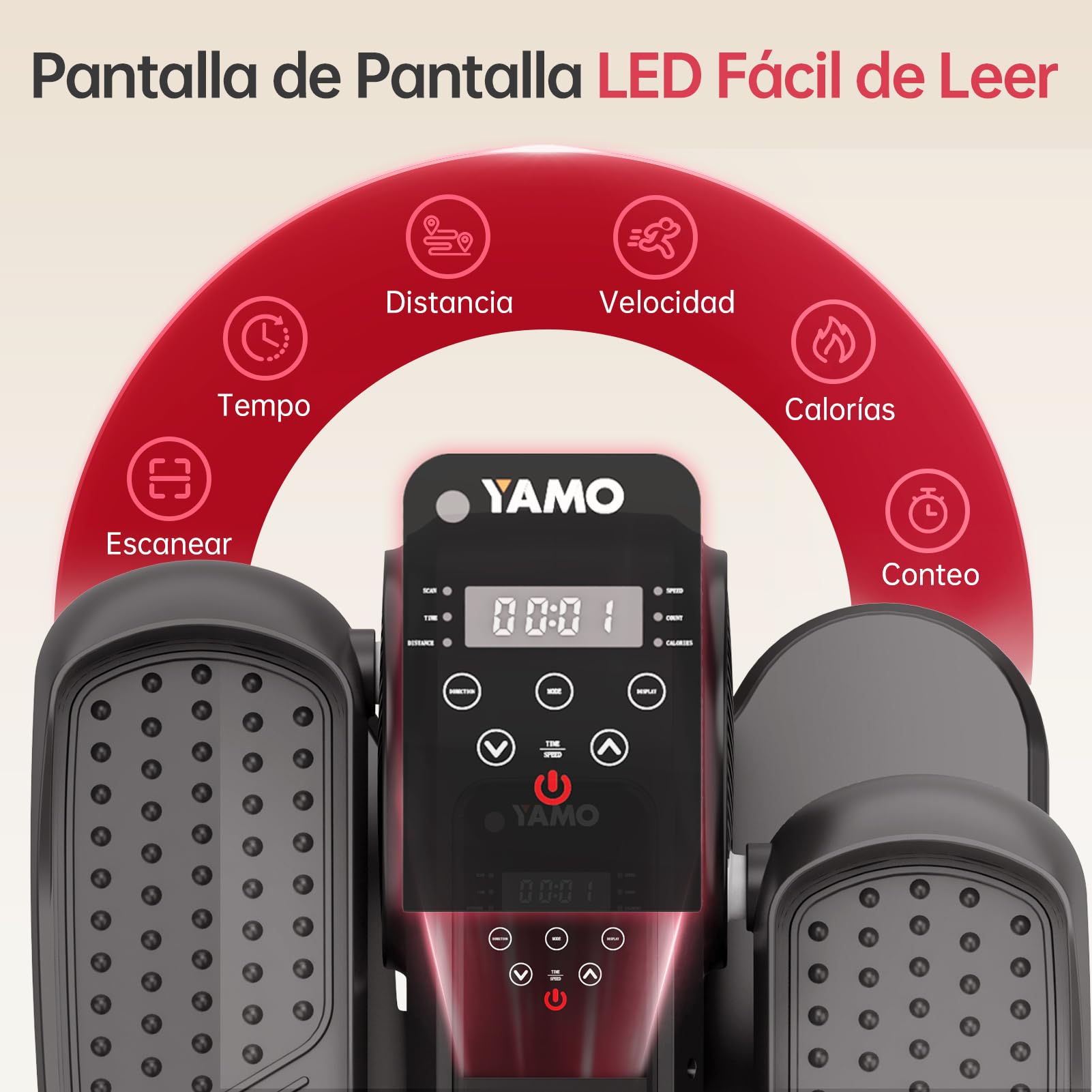 YAMO Mini Elíptica Eléctrica, Máquina Elíptica para Debajo del Escritorio con Pantalla LED y Control Remoto, 12 Velocidades, Elíptica Doméstica Silenciosa y Portátil para Mayores y Adultos