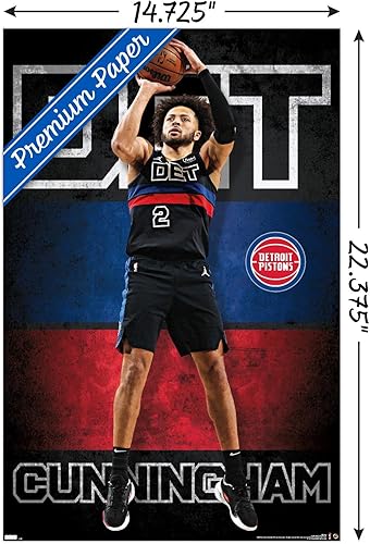 Miniatura 3 de Trends International NBA Detroit Pistons - Póster de pared de Cade Cunningham 23, 14.72 x 22.37 pulgadas, versión premium sin marco