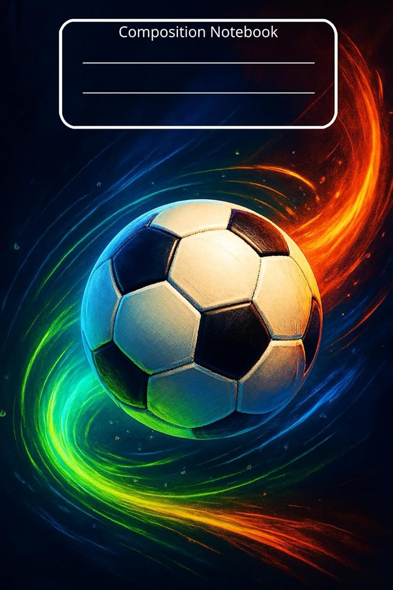 Cuaderno de composición de fútbol: Cuaderno de fútbol con reglas anchas para niños y adolescentes, perfecto para la escuela, el diario y la escritura creativa (Edición en español)