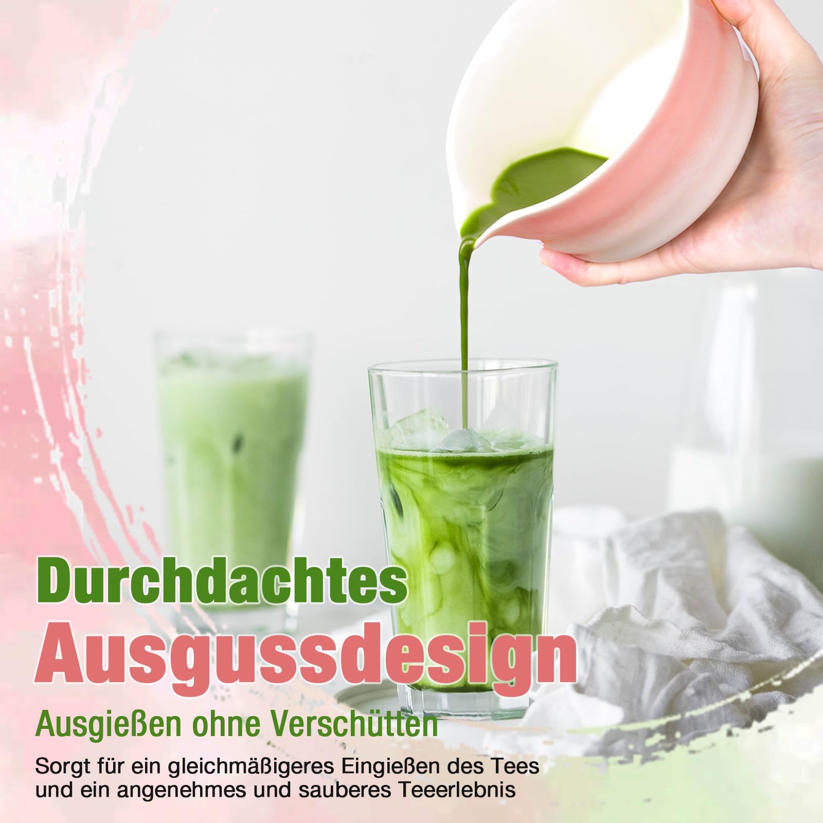 POFIBO Matcha Set - 7-teiliges Matcha Tee Set mit Matcha Besen, Matcha Schale, Sieb, Besenhalter & Zubehör - Matcha-Set für Einsteiger, Beste Geschenk für Matcha-Liebhaber