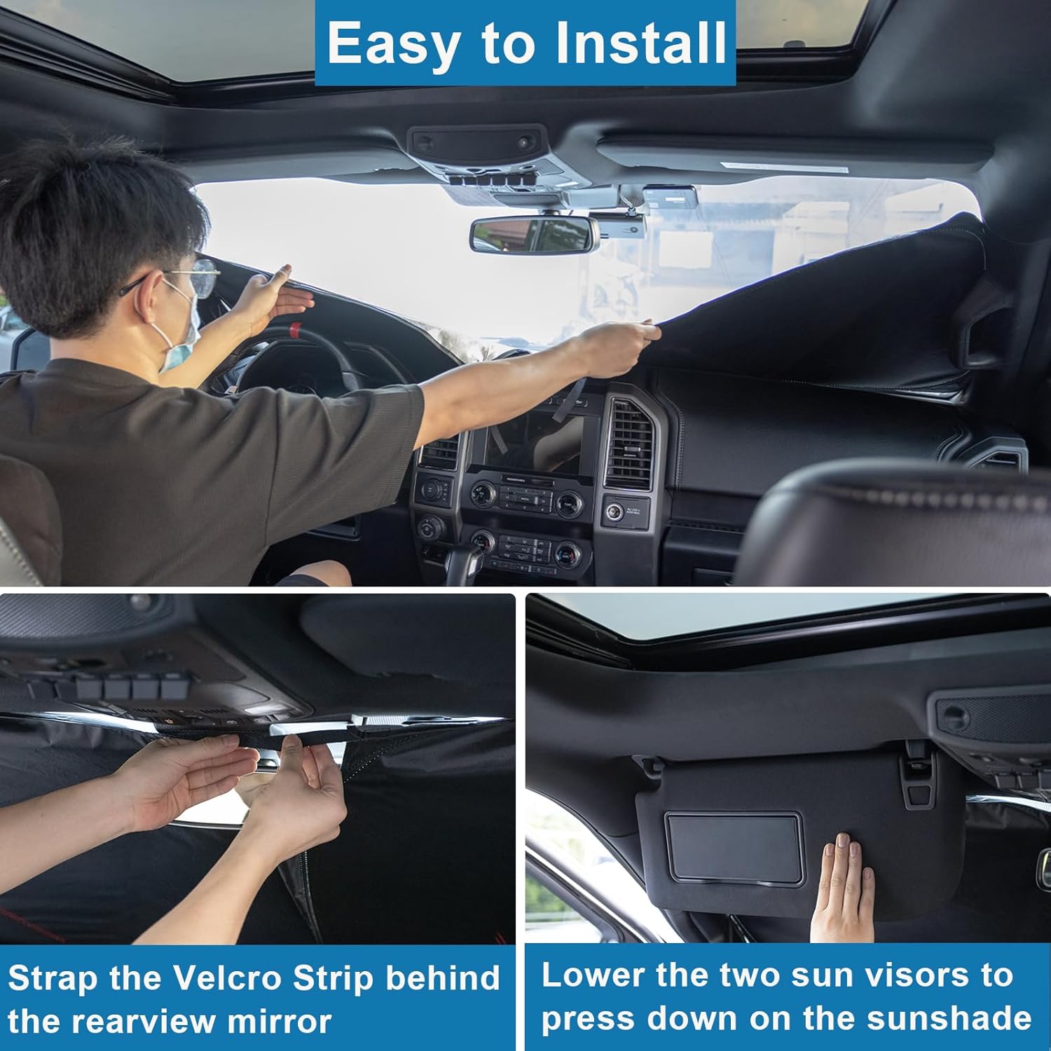 Premium Car Windshield Sun Shade for 2018-2022 Honda Accord Front Window Sun Visor Reflector 310T Thickened Blocks UV Rays Foldable Sunshade Car Interior Protection Accessories