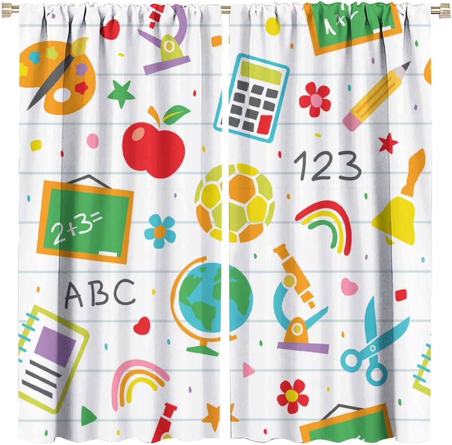 Classroom Curtains, Science Classroom Decor, 21" W x 45" L (Pack of 2), Blackout, Polyester, Rod Pocket