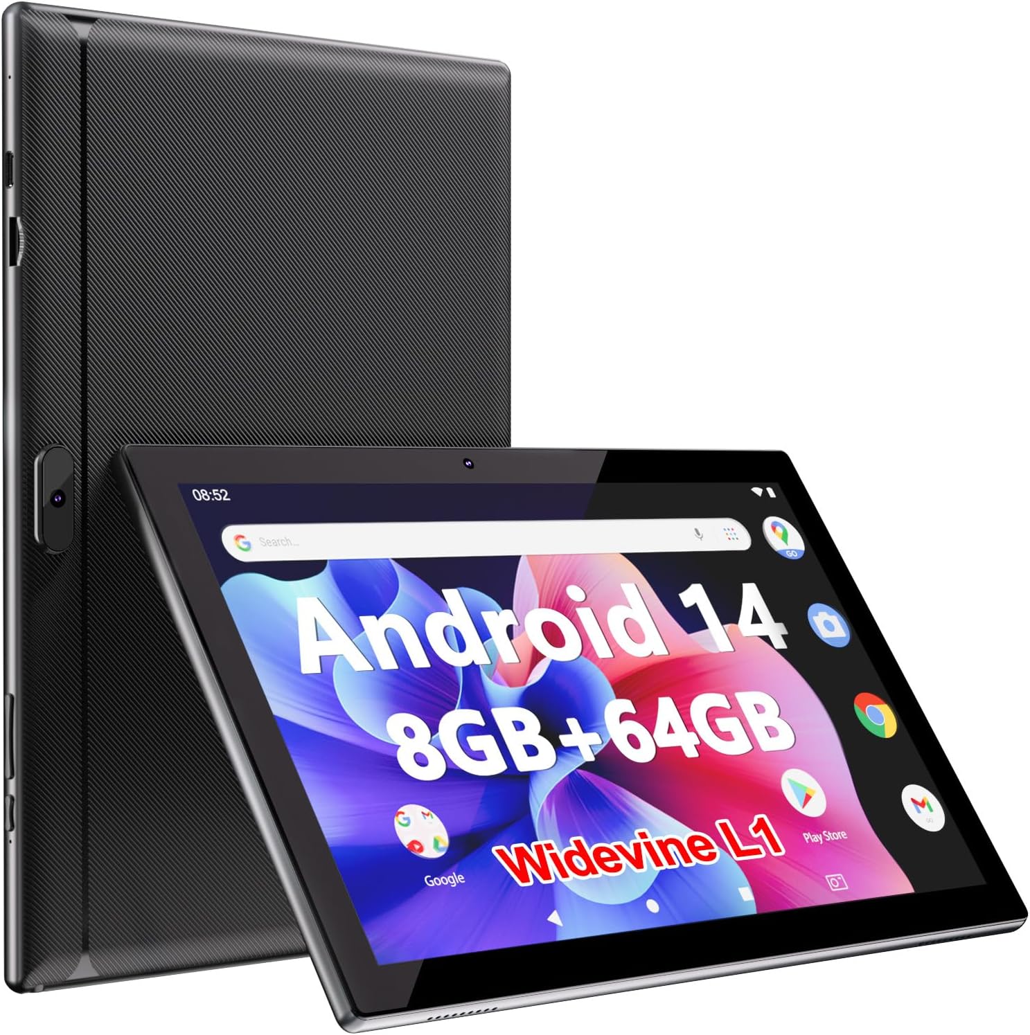 Tablet Android 14, Tablets 10 inch 8GB RAM+ 64GB ROM+ 1TB Expandable Tablet PC, 1280 * 800 IPS Screen, Dual Camera, Powerful Processor, 6000mAh Battery, Bluetooth,WiFi, Google Certified Tablet