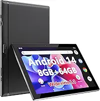 YQSAVIOR Tablet Android 14, Tablets 10 inch 8GB RAM+ 64GB ROM+ 1TB Expandable Tablet PC, 1280 * 800 IPS Screen, Dual Camera, Powerful Processor, 6000mAh Battery, Bluetooth,WiFi, Google Cert