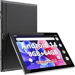 YQSAVIOR Tablet Android 14, Tablets 10 inch 8GB RAM+ 64GB ROM+ 1TB Expandable Tablet PC, 1280 * 800 IPS Screen, Dual Camera, Powerful Processor, 6000mAh Battery, Bluetooth,WiFi, Google Cert
