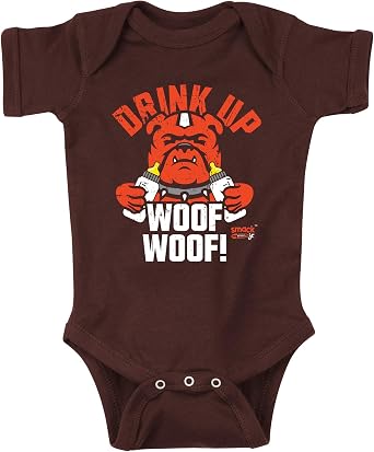 Drink Up Woof Woof Baby Apparel for Cleveland Football Fans NB-7T