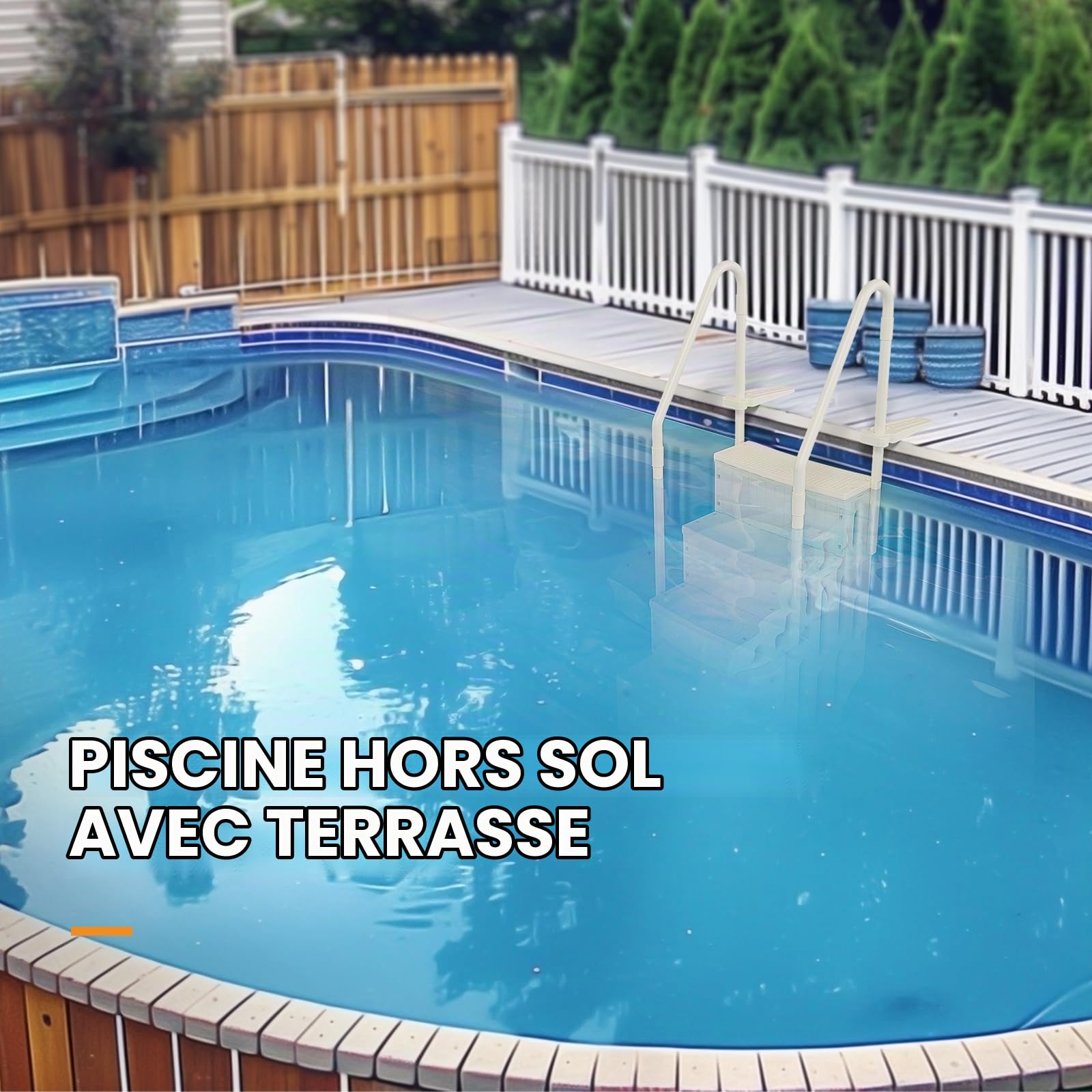 BONNLO Échelle de Piscine Antidérapante PE, Escalier de Piscine, Adaptée aux Piscines Hors Sol et Creusées Intérieur Extérieur, Blanc Cassé (Blanc Cassé, 4)