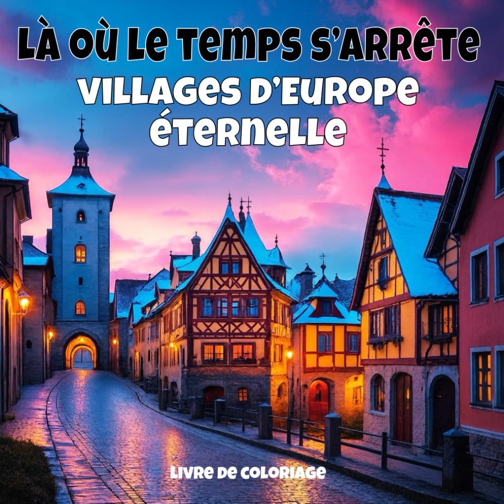 Là où le temps s’arrête - villages d’Europe éternelle: Livre de coloriage anti-stress pour adultes — 40 illustrations uniques de paysages de villages apaisants. (Villages du monde à colorier)