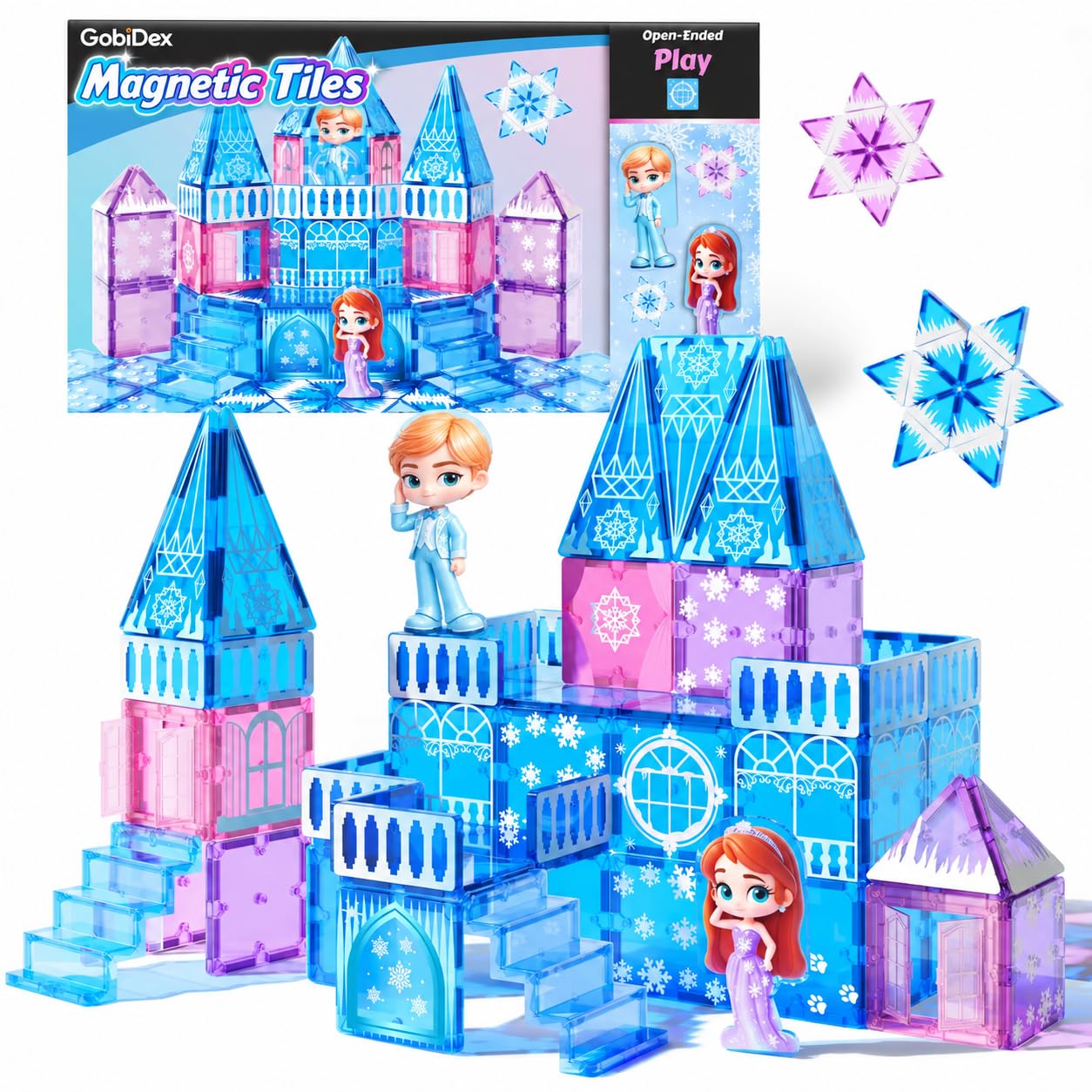 GobiDex Magnetic Building Blocks Princess Castle with 2 Dolls & Stairs