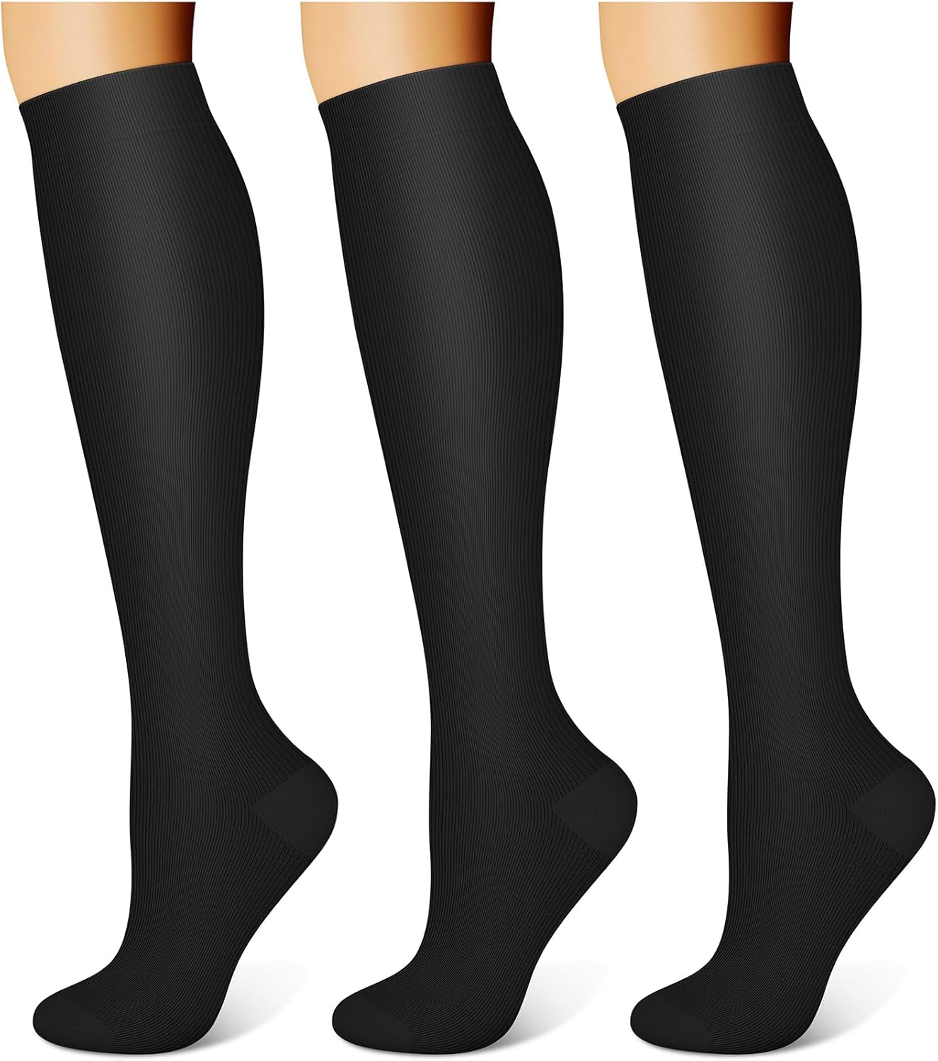 WITHYOU 3 Pairs Compression Socks for Women & Men 15-20 mmHg,Best Support for Nurses Running Hiking