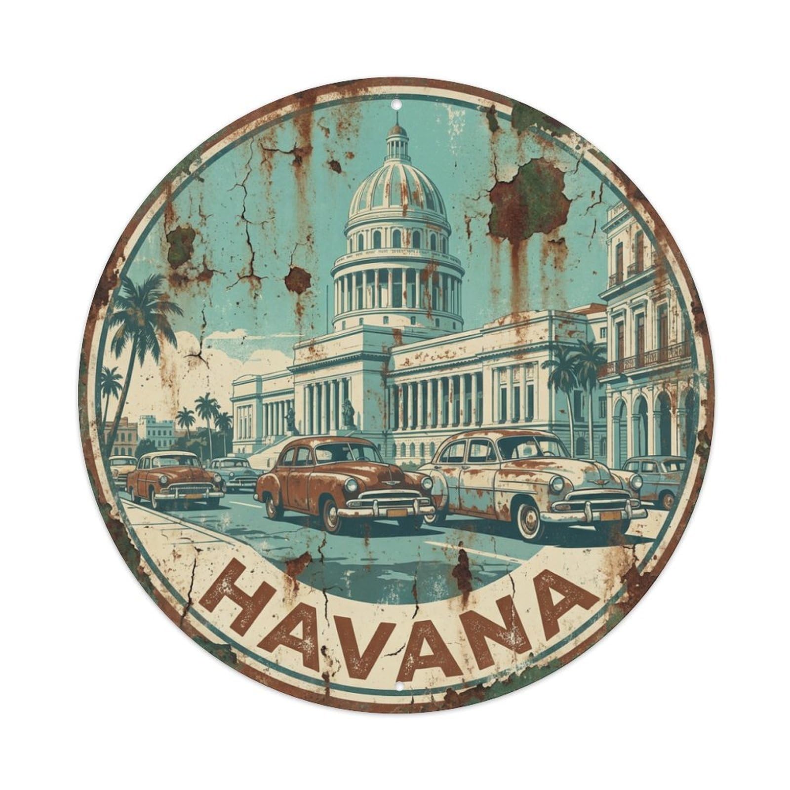 Vintage Travel Cuba Havana Metal Tin Sign