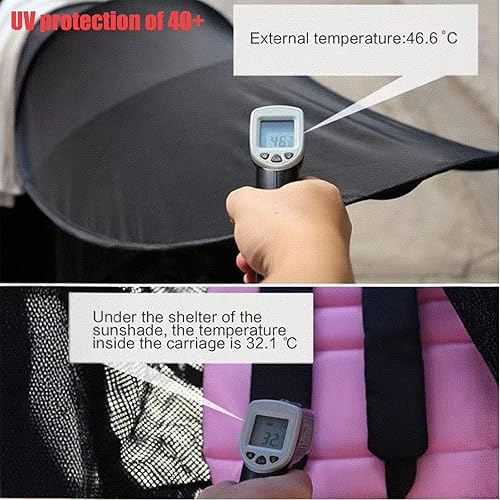 Miniatura 5 de PandaEar Parasol para asientos de coche para cochecito de bebé, cubierta universal para cochecitos, impermeable, toldo para cochecito de bebé,