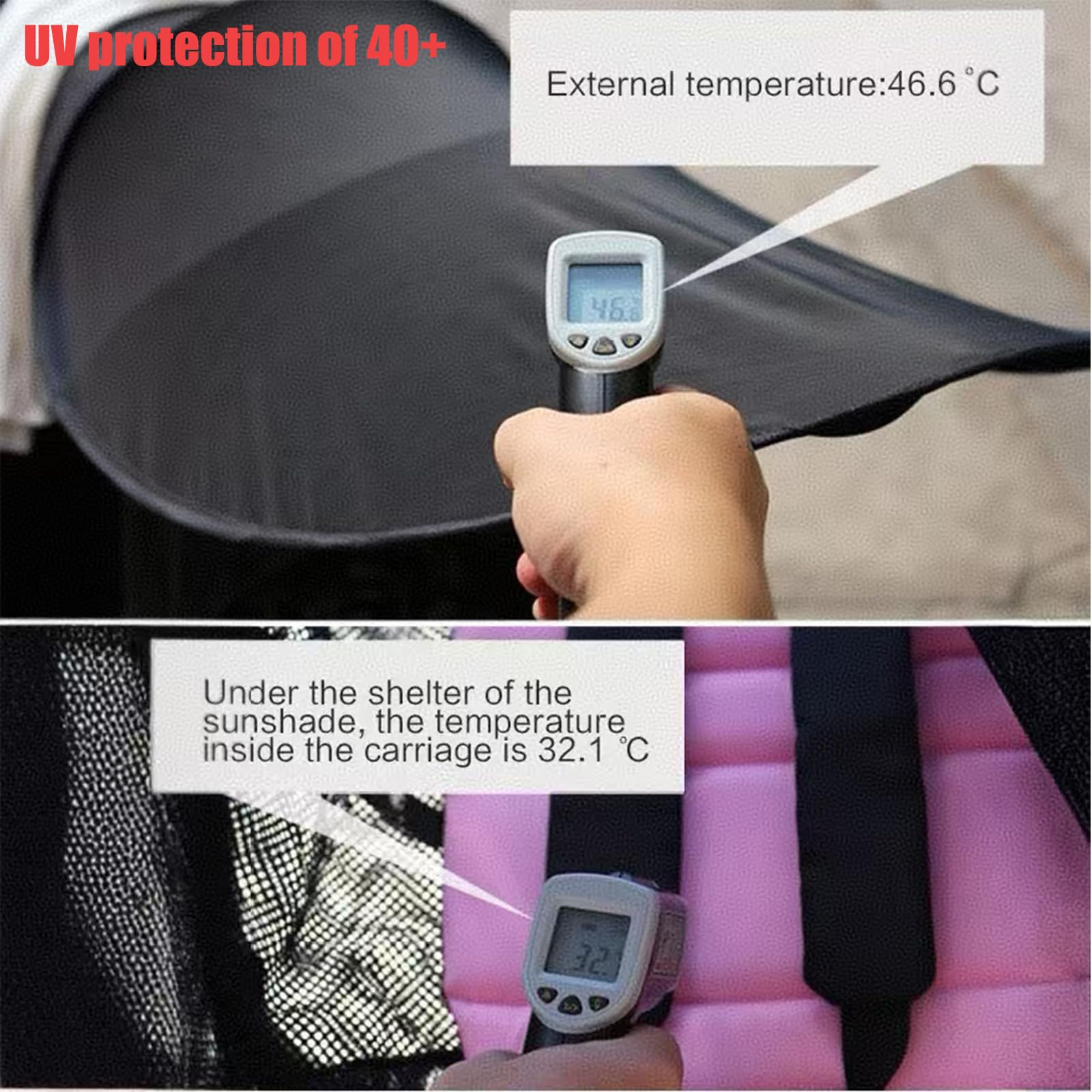 PandaEar Parasol per Passeggino e Seggiolino Auto, Copertura Universale Impermeabile per Passeggini, Tettuccio Antivento per Bambini, Protezione Solare UPF 40+
