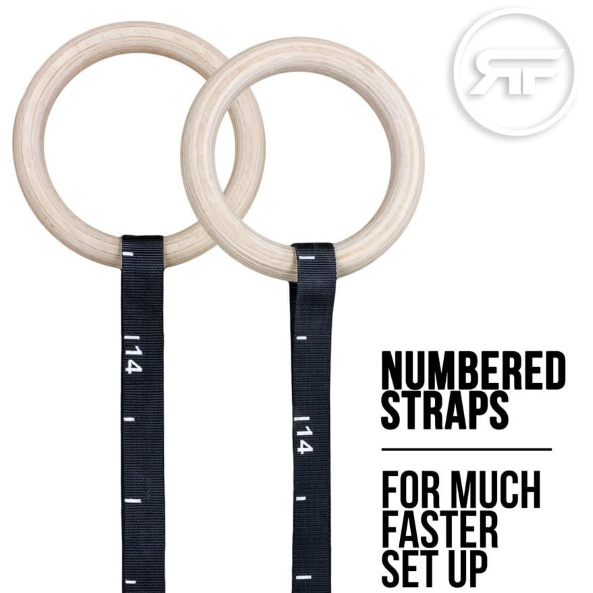 REP Fitness Wood Gymnastic Rings with Numbered Heavy Duty Adjustable Straps - Perfect for Cross-Training Workouts Gymnastics and Conditioning product thumbnail 4