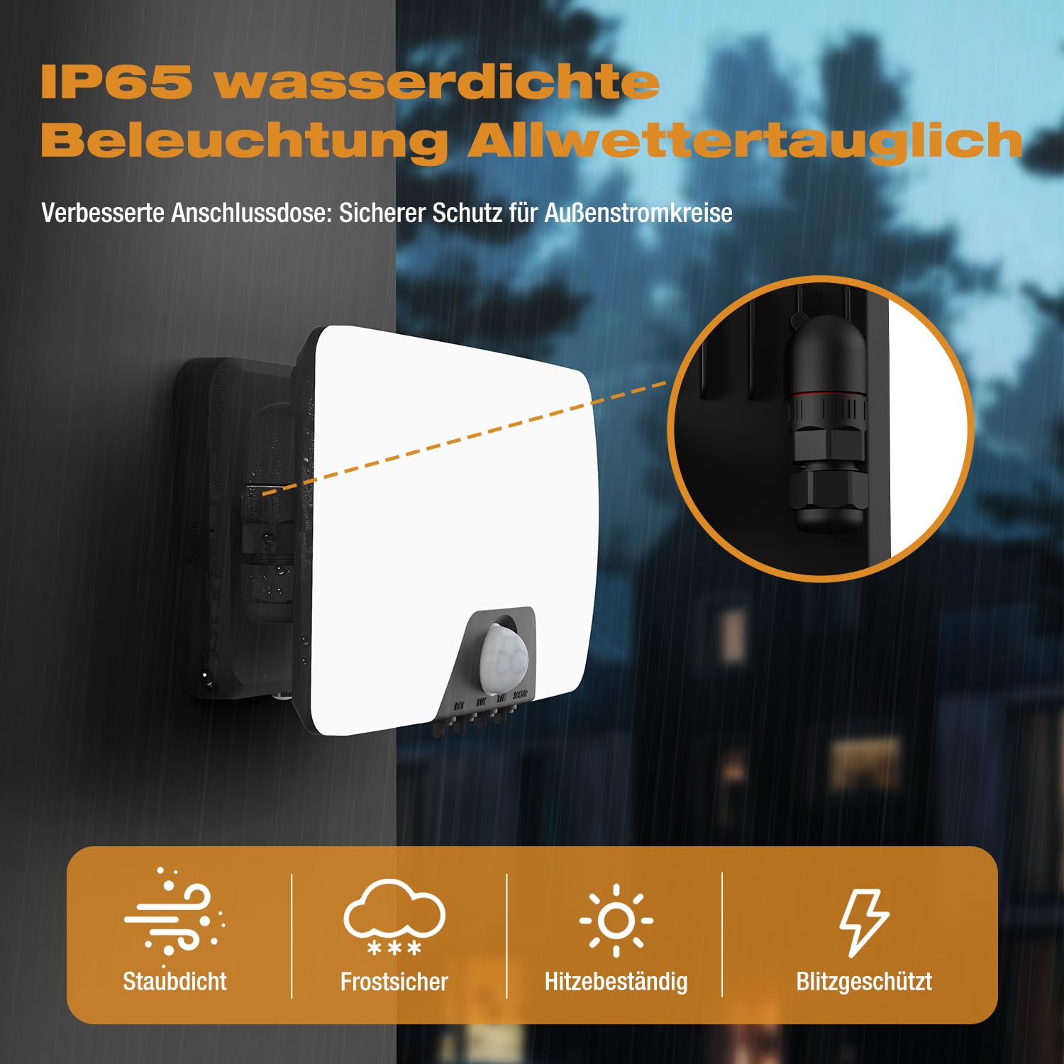 vighep 24W Led Strahler mit Bewegungsmelder Außen, IP65 Wasserdicht Fluter Flutlicht, 3000K-6500K Außenlampe, Außenleuchte Scheinwerfer für Garten, Garage, Haustür