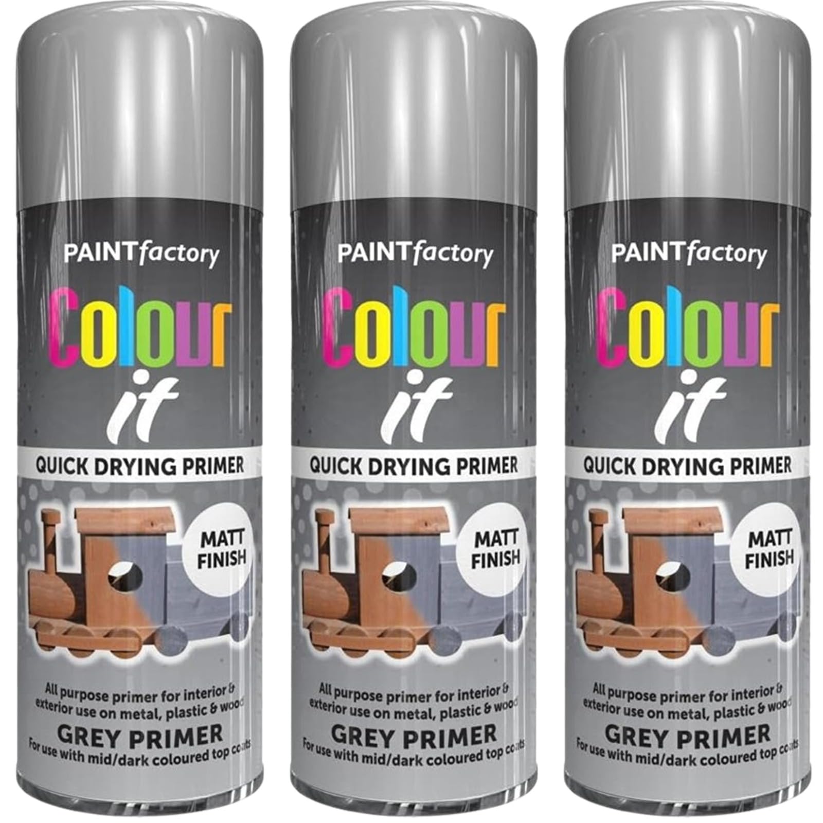 PNJB Grey Primer Spray Paint, Adhesion, Longevity And Durability, Smooth Primer, Flawless And Polished, All-Purpose Paint For Metal, Wood, & Plastic,250ml, (3PCS)