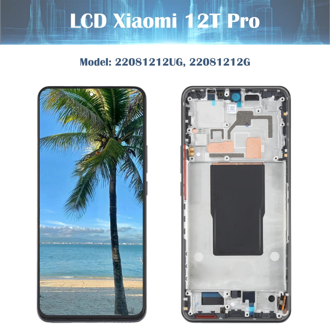 H&LYCYJ Original Display Bildschirm für Xiaomi 12t/12t Pro 5G OLED 22081212UG 22081212G LCD Bildschirm Ersatz Assembly kit（Schwarz mit Rahmen,Fingerabdruckunterstützung）