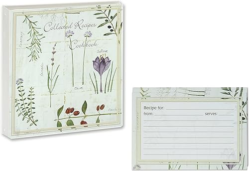 Paquete de carpeta de tarjetas de recetas de tesoros botánicos con tarjetas de recetas adicionales