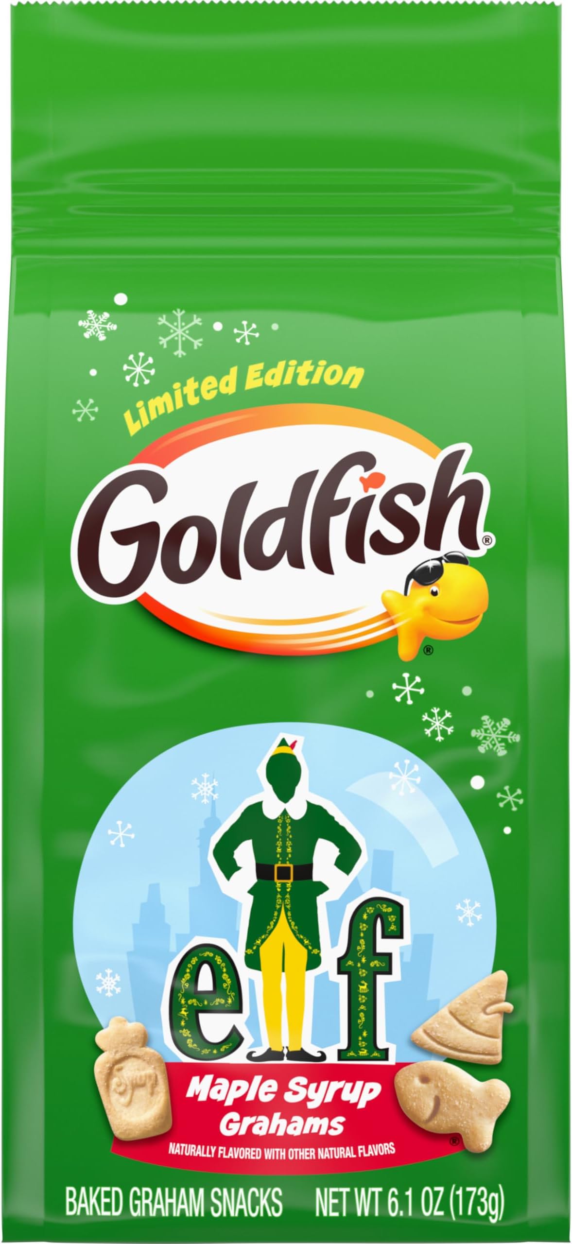 GoldfishElf Maple Syrup Flavored Grahams, Snack Crackers, 6.1 Oz Bag