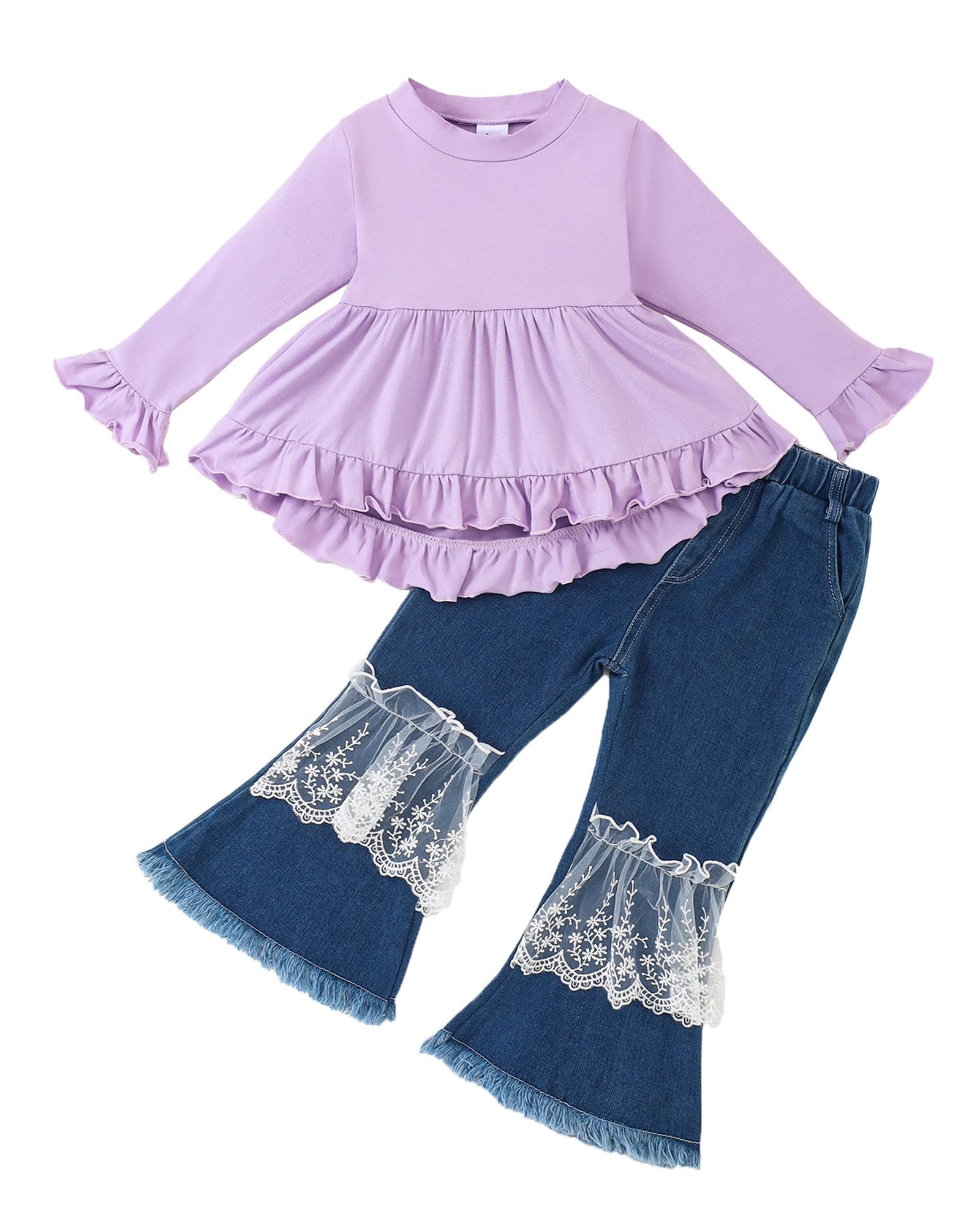 Weebaby Baby Girl Clothes Infant Toddler Girl Clothing Ruffle Shirt High Low Top Floral Allover Pant Little Girls Clothes
