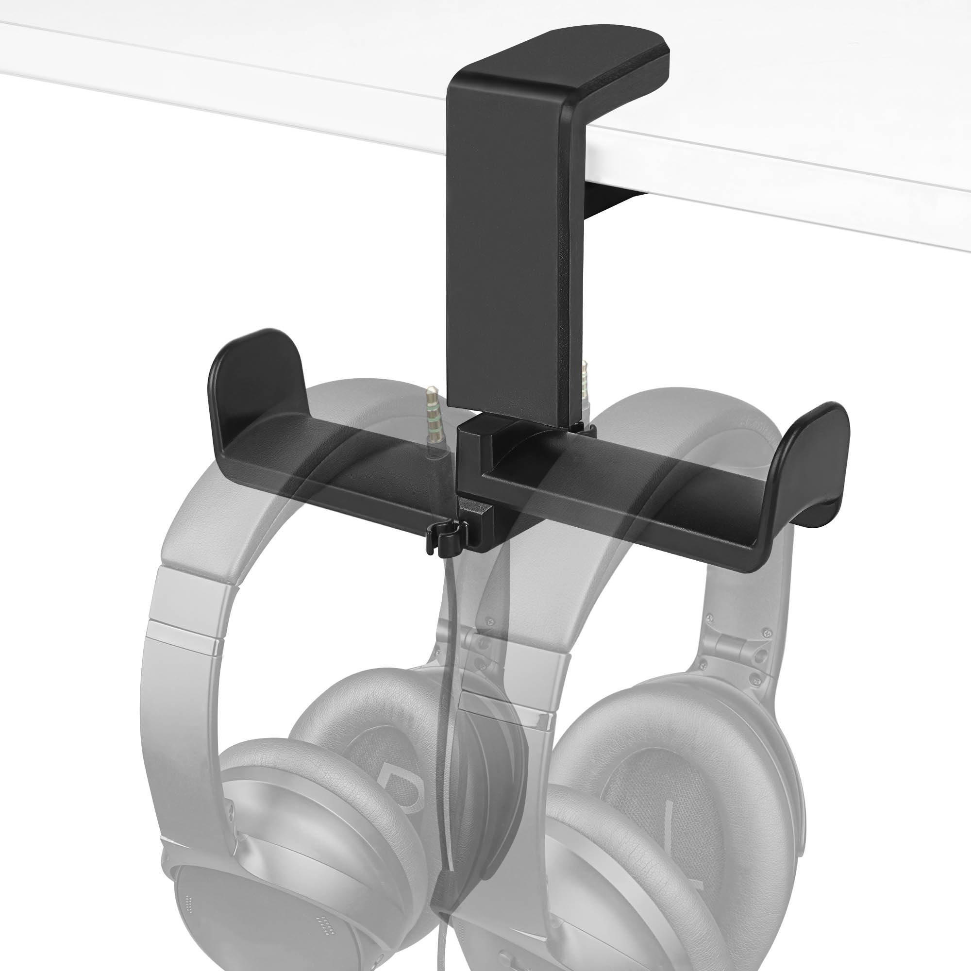 GEEKRIA PC Gaming Dual Headphone Stand, Clip On Desk Headphone Holder, 360 Rotation Adjustable, Under Desk Headset Holder Compatible with Sennheiser, Bose, Beats, Razer, Sony (Black)-image-44