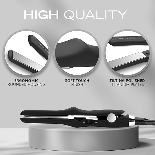 Miniatura 5 de CORIOLISS C Trip Mini  Alisadores de cabello para mujer  Titanio  Plancha plana  Profesional con control de temperatura (negro suave al tacto)