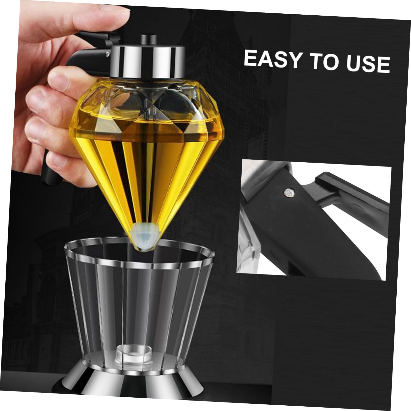SHOWERORO 2piezas Botella Vidrio Almacenamiento Cocina Aceite Vinagre Salsa Práctica Asa Fácil Limpieza